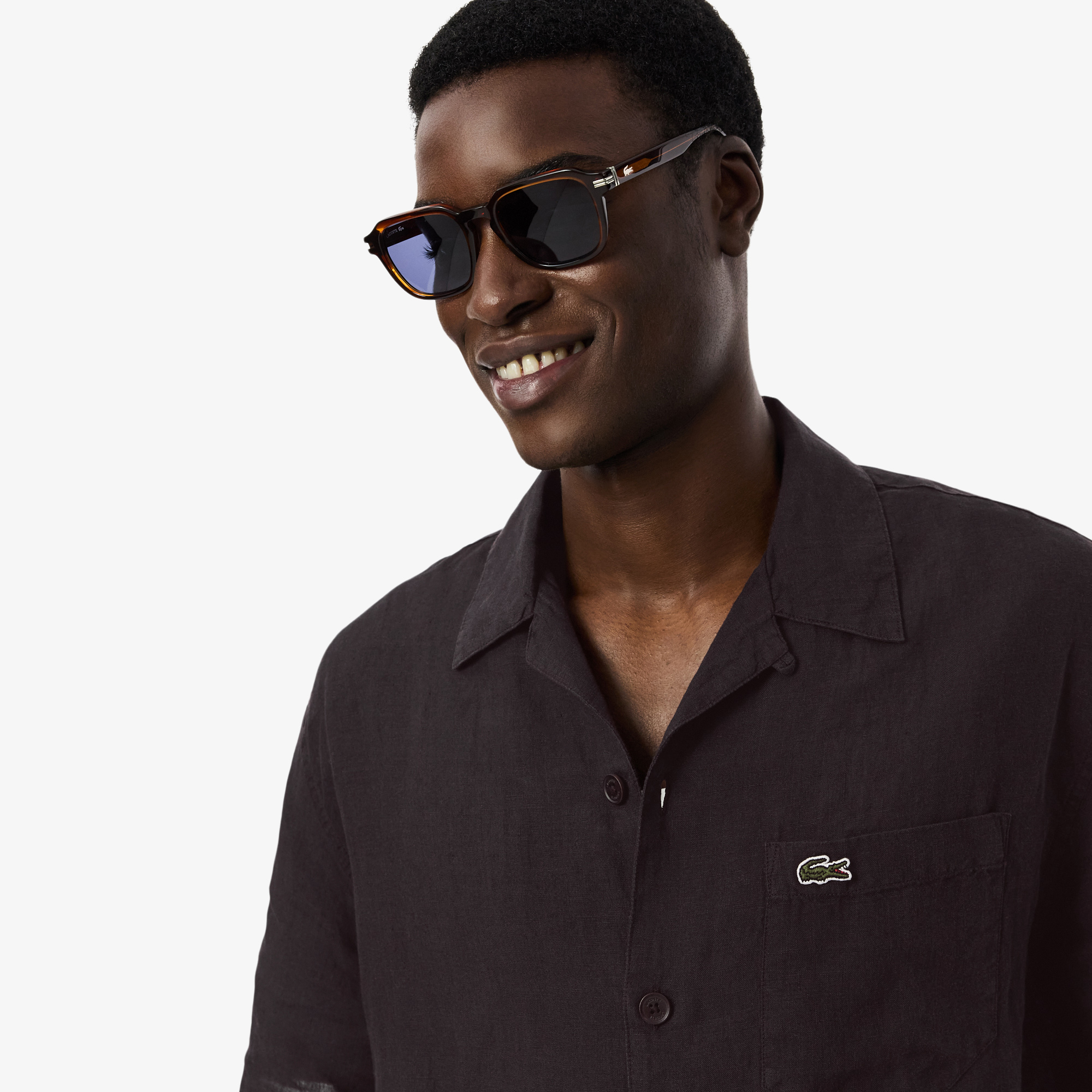 Lacoste Erkek Relaxed Fit Kısa Kollu Koyu Kahverengi Gömlek görsel 2
