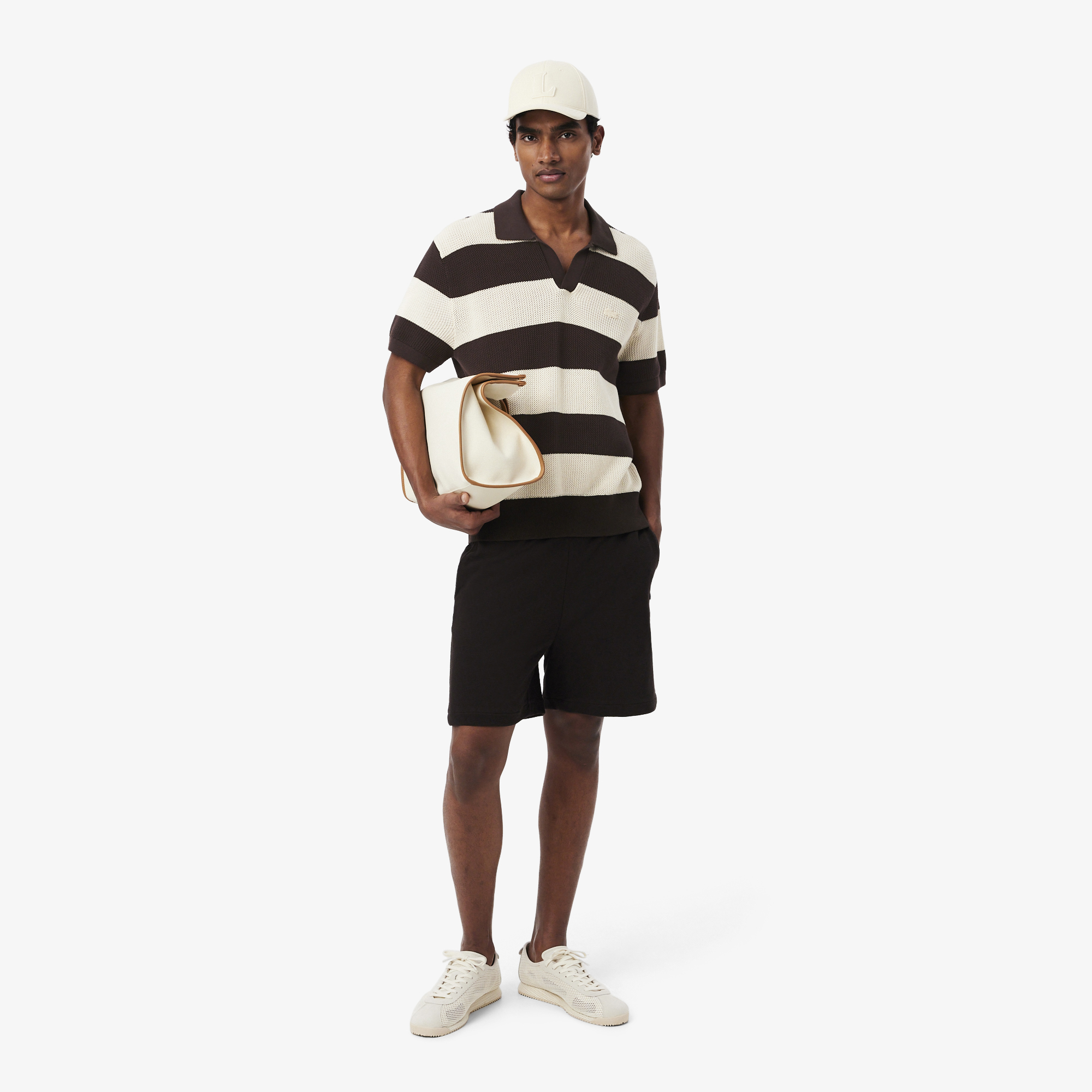 Lacoste Erkek Classic Fit Kısa Kollu Polo Yaka Çizgili Kahverengi Triko görsel 5