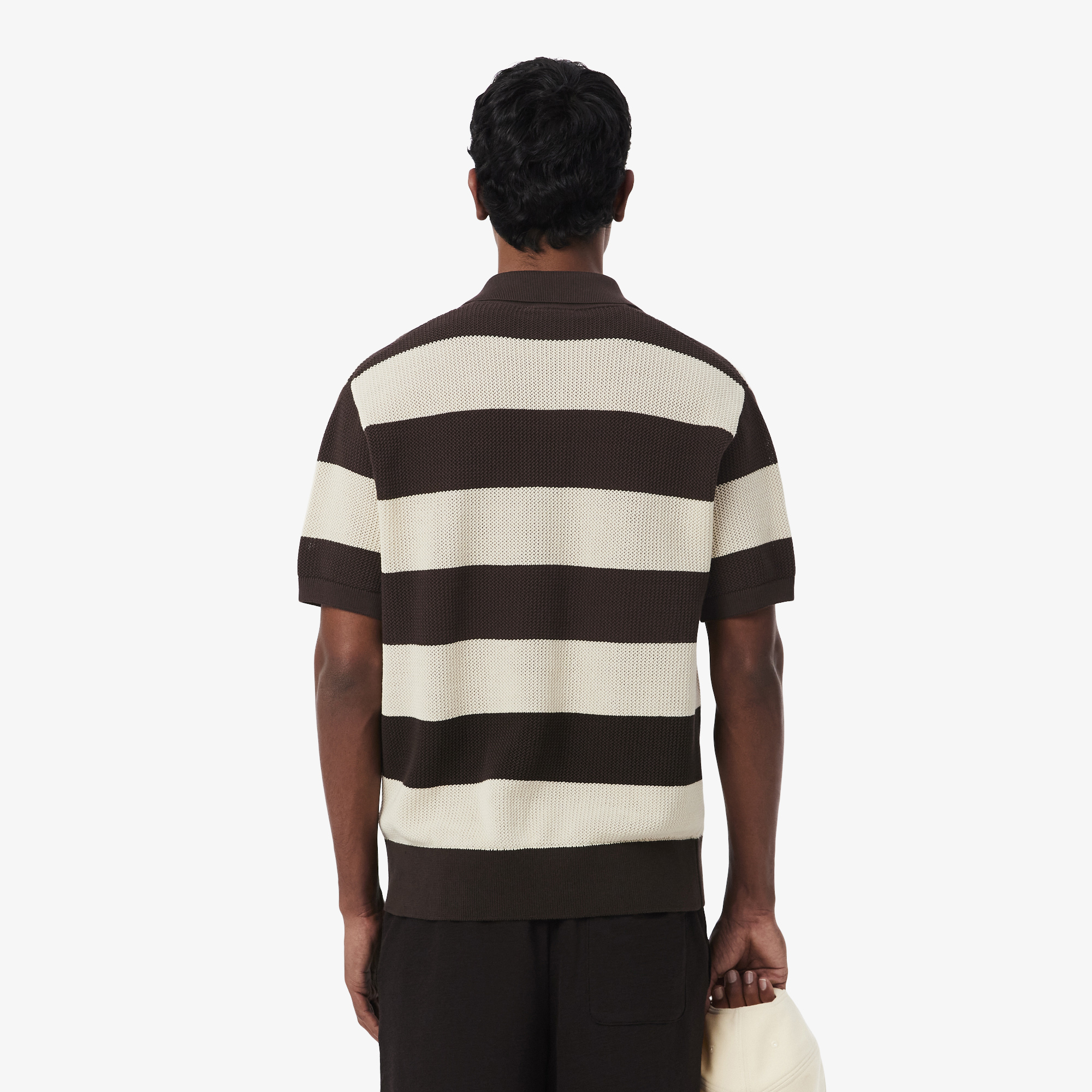 Lacoste Erkek Classic Fit Kısa Kollu Polo Yaka Çizgili Kahverengi Triko görsel 3
