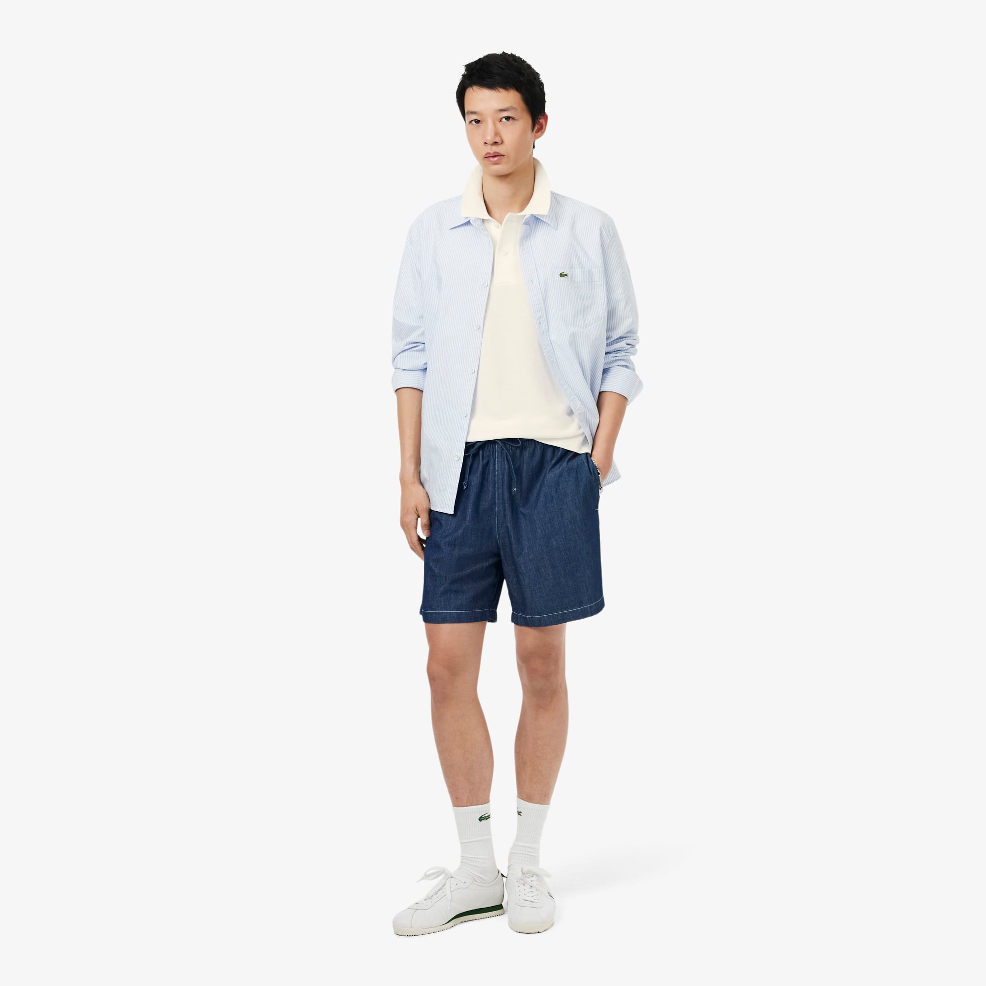 Lacoste Erkek Classic Fit Kısa Kollu Polo Yaka Krem Triko görsel 4