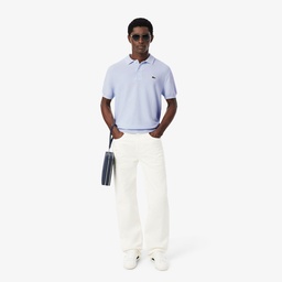 Erkek Classic Fit Kısa Kollu Polo Yaka Açık Mavi Triko Mavi