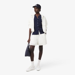 Kadın Oversize Fit Beyaz Bermuda Şort Beyaz