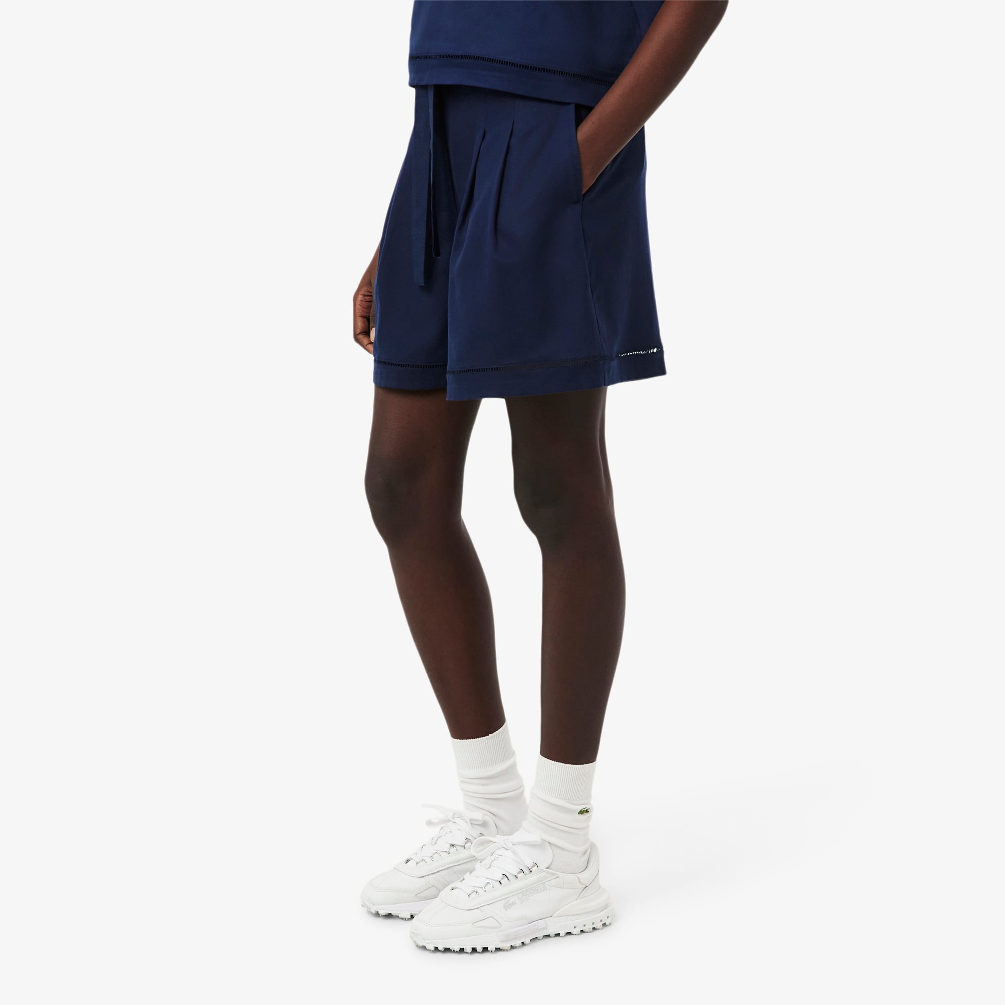 Lacoste Kadın Oversize Fit Lacivert Bermuda Şort görsel 2
