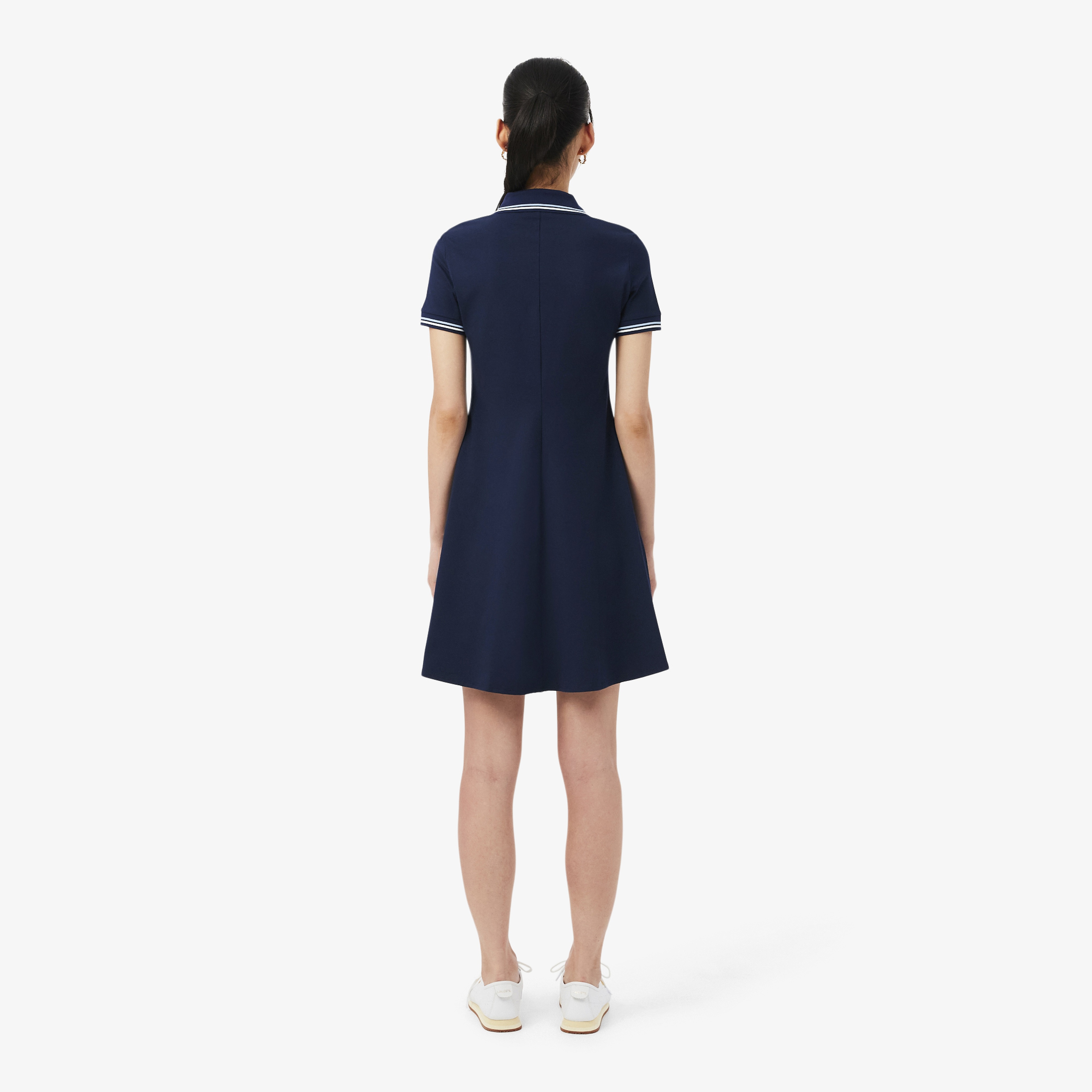 Kadın Flare Fit Kısa Kollu Polo Yaka Organik Pamuk Lacivert Elbise