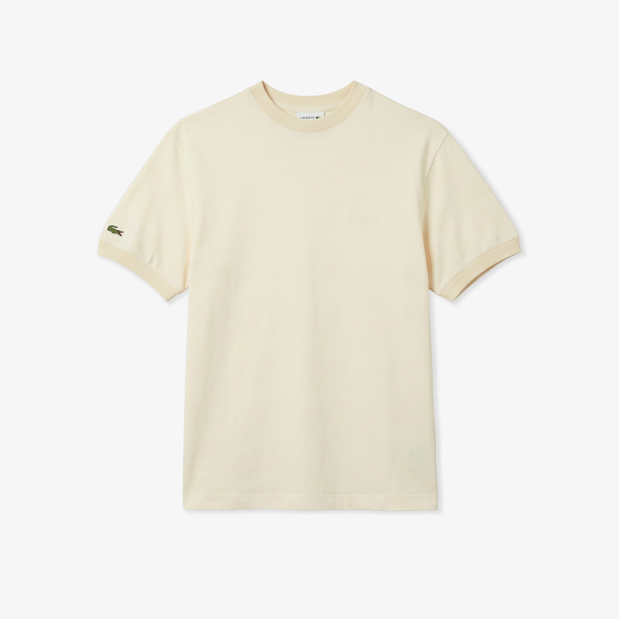 Lacoste Erkek Relaxed Fit Bisiklet Yaka Bej T-Shirt görsel 3