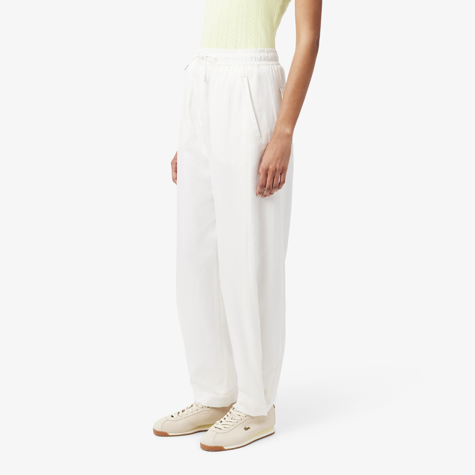 Lacoste Kadın Oversize Fit Beyaz Pantolon görsel 2