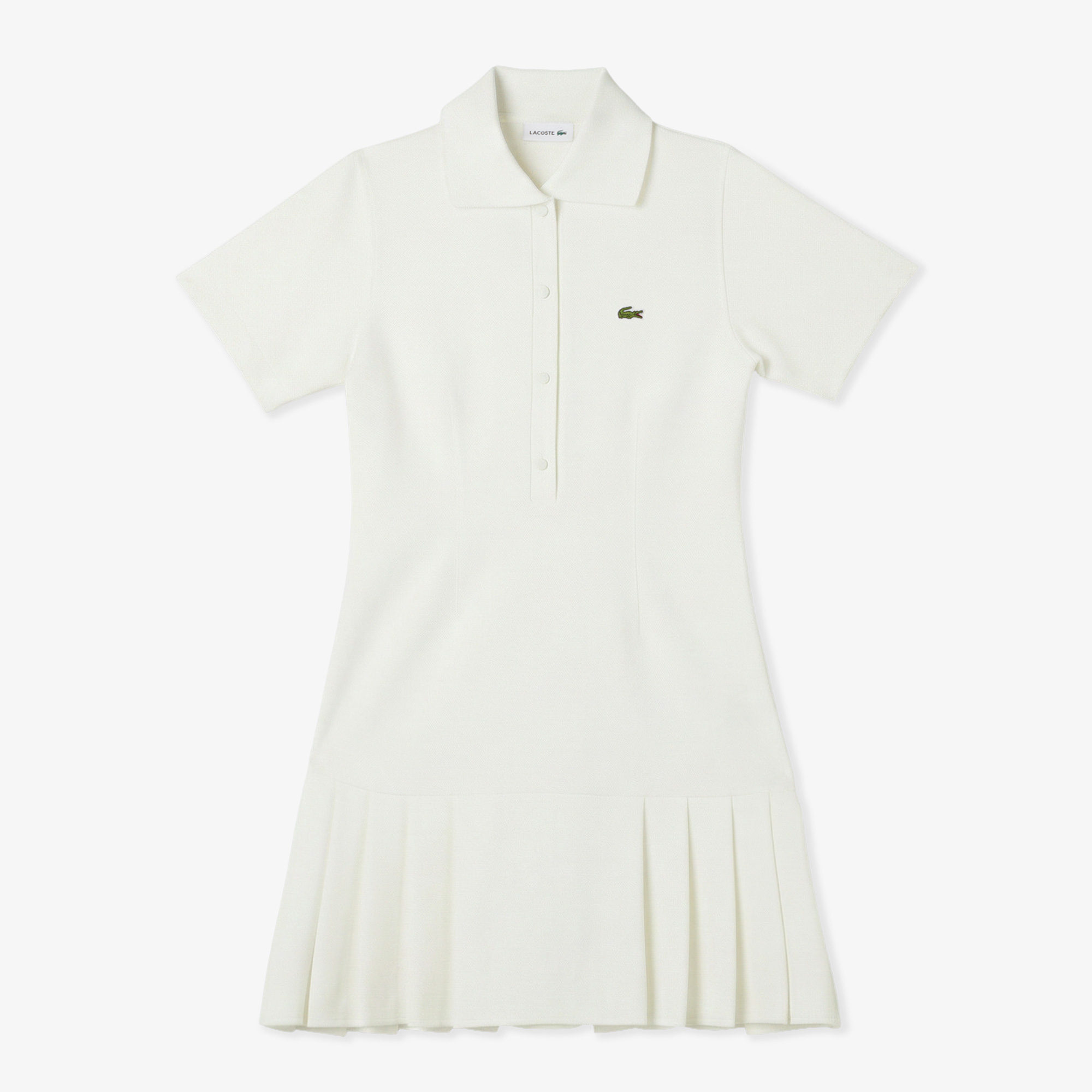 Lacoste Kadın Classic Fit Kısa Kollu Polo Yaka Krem Elbise görsel 3
