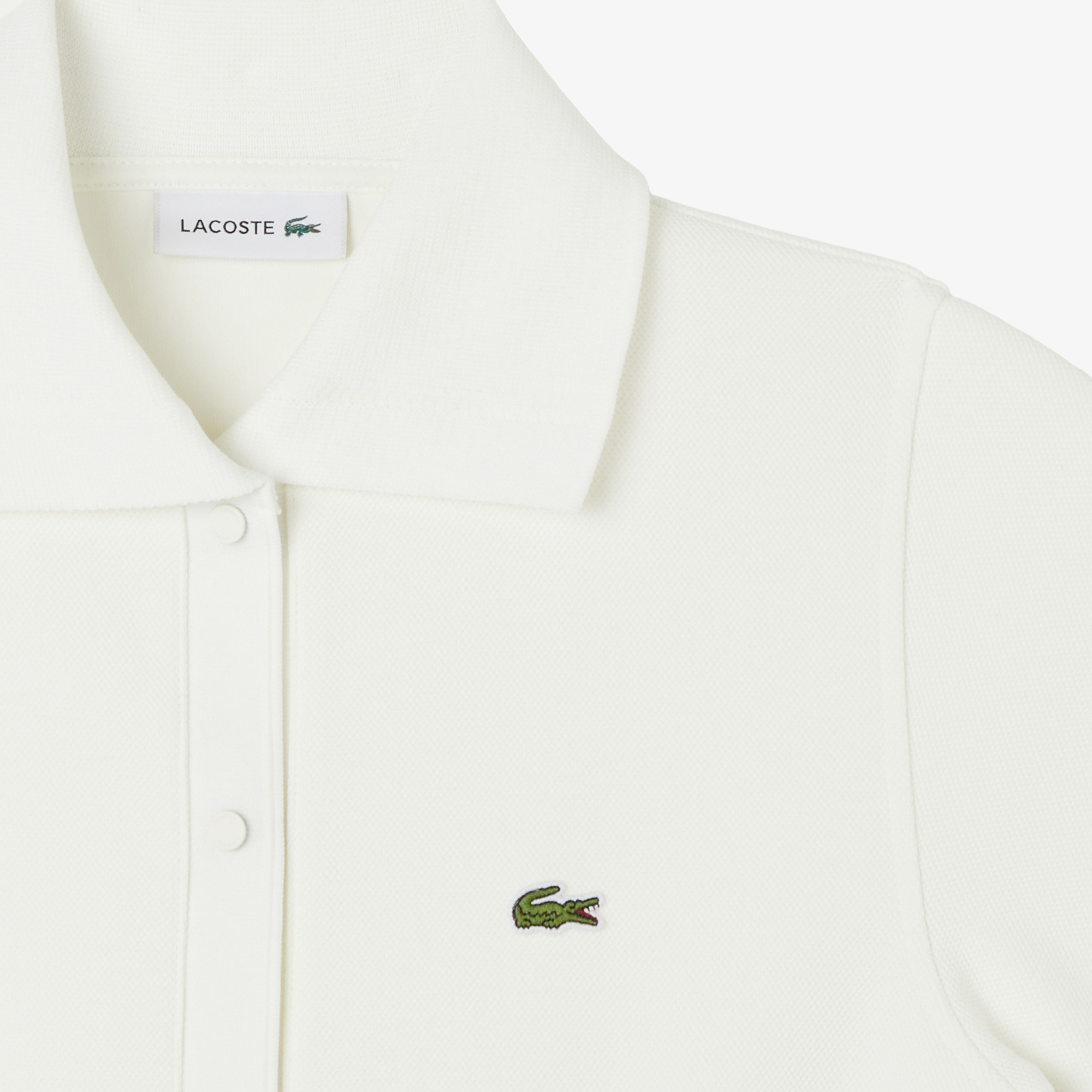 Lacoste Kadın Classic Fit Kısa Kollu Polo Yaka Krem Elbise görsel 4