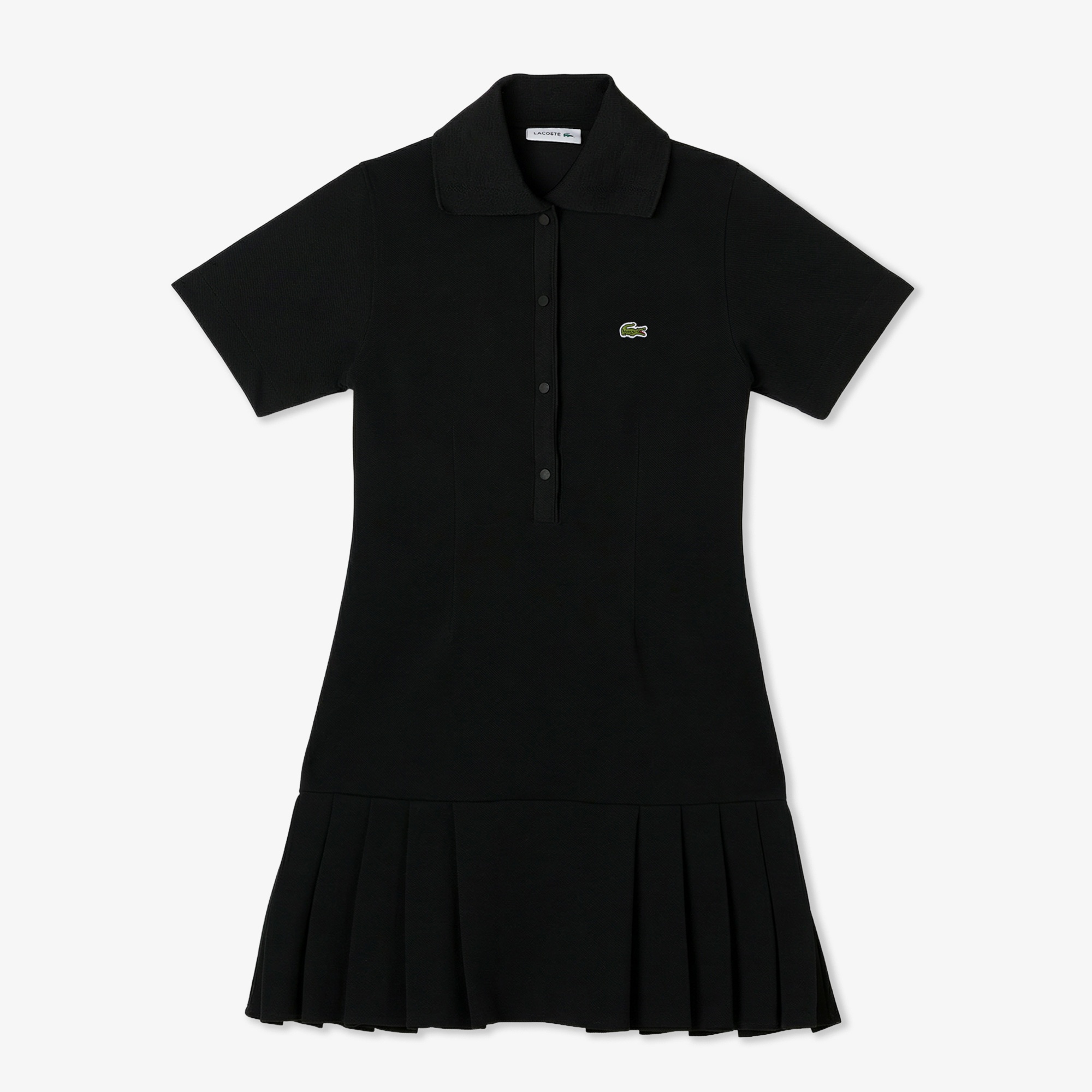 Kadın Classic Fit Kısa Kollu Polo Yaka Siyah Elbise