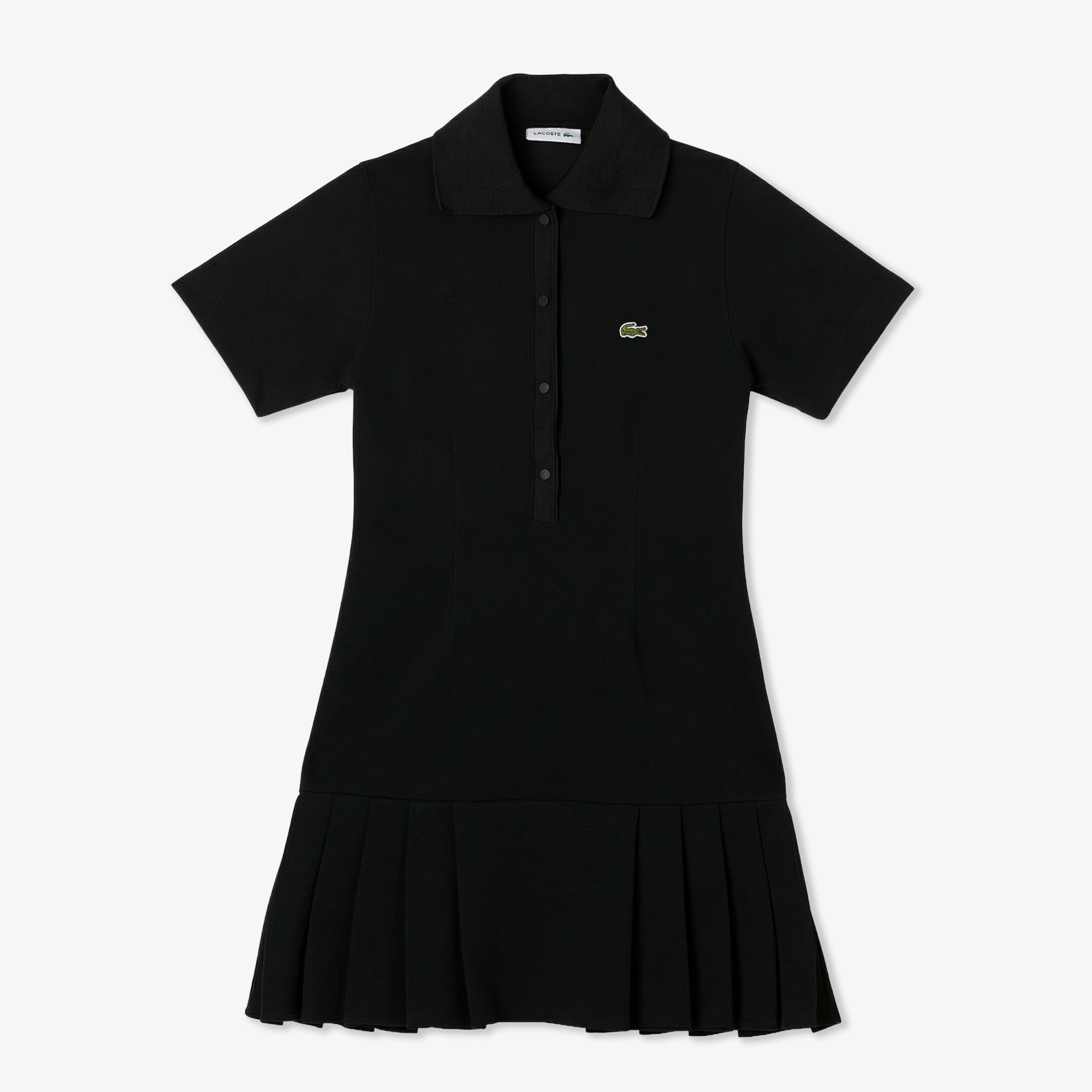 Kadın Classic Fit Kısa Kollu Polo Yaka Siyah Elbise