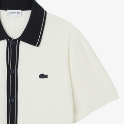 Erkek Classic Fit Kısa Kollu Polo Yaka Beyaz Triko Beyaz