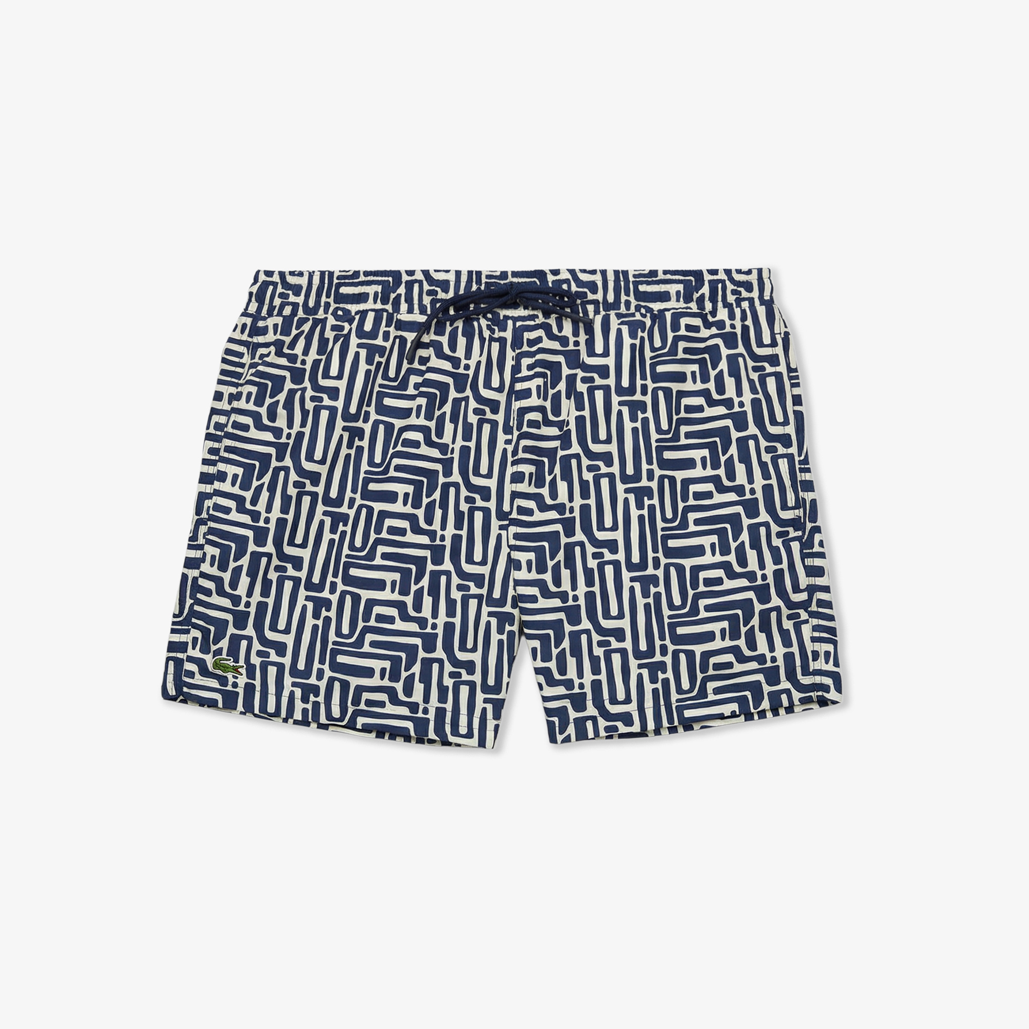 Lacoste Erkek Regular Fit Desenli Lacivert Deniz Şortu görsel 3