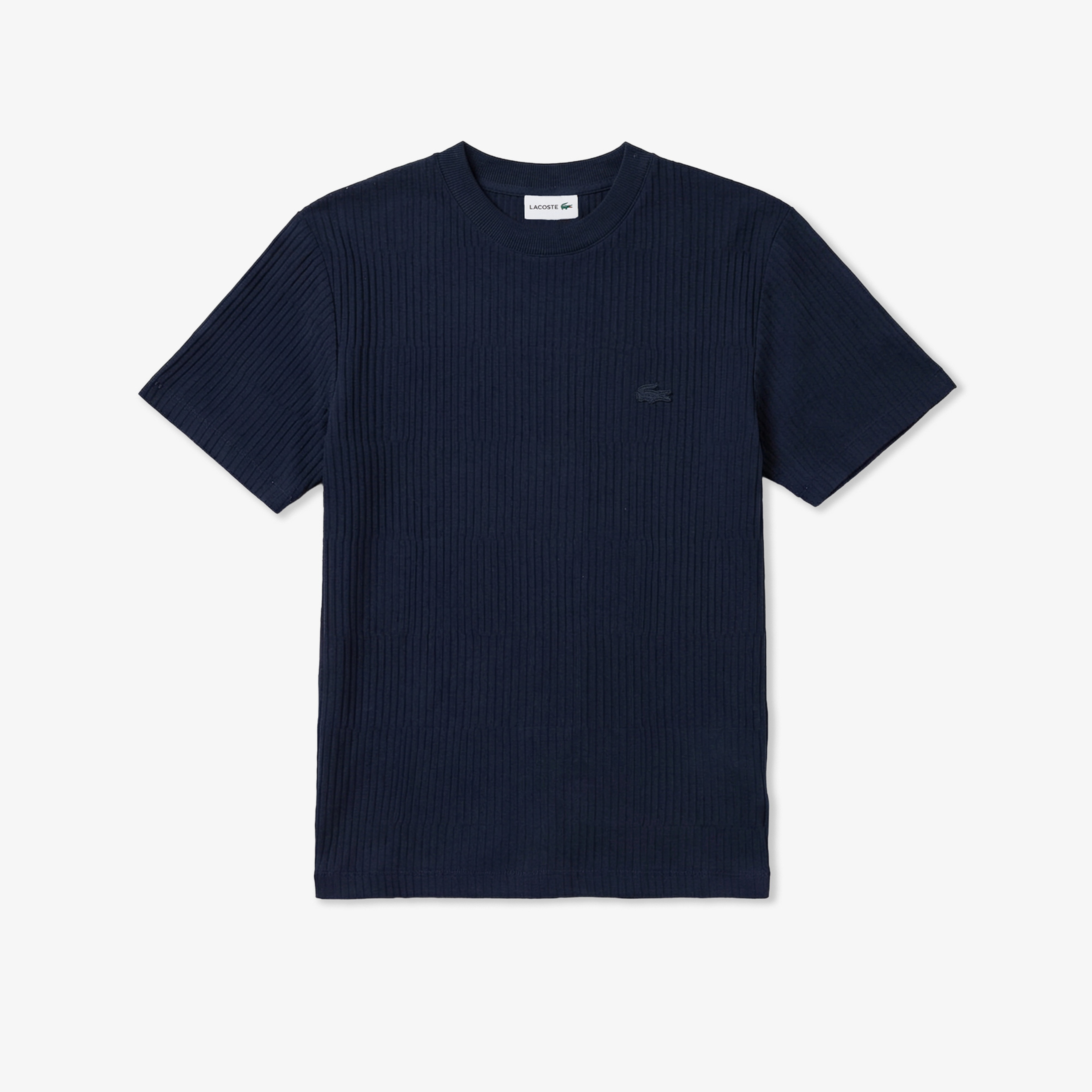 Erkek Regular Fit Bisiklet Yaka Çizgili Lacivert T-Shirt Erkek Regular Fit Bisiklet Yaka Çizgili Lacivert T-Shirt
