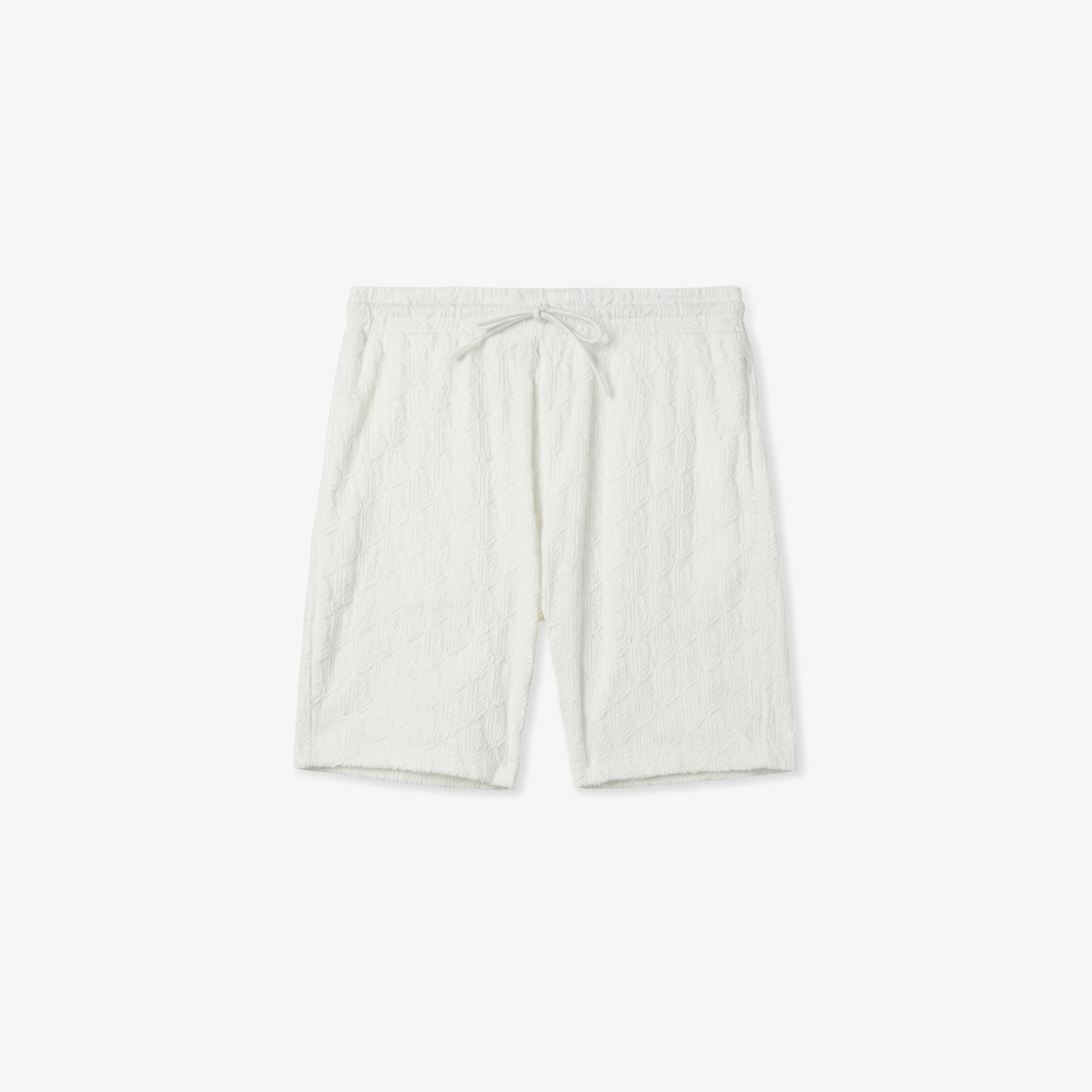 Erkek Relaxed Fit Monogram Beyaz Bermuda Şort