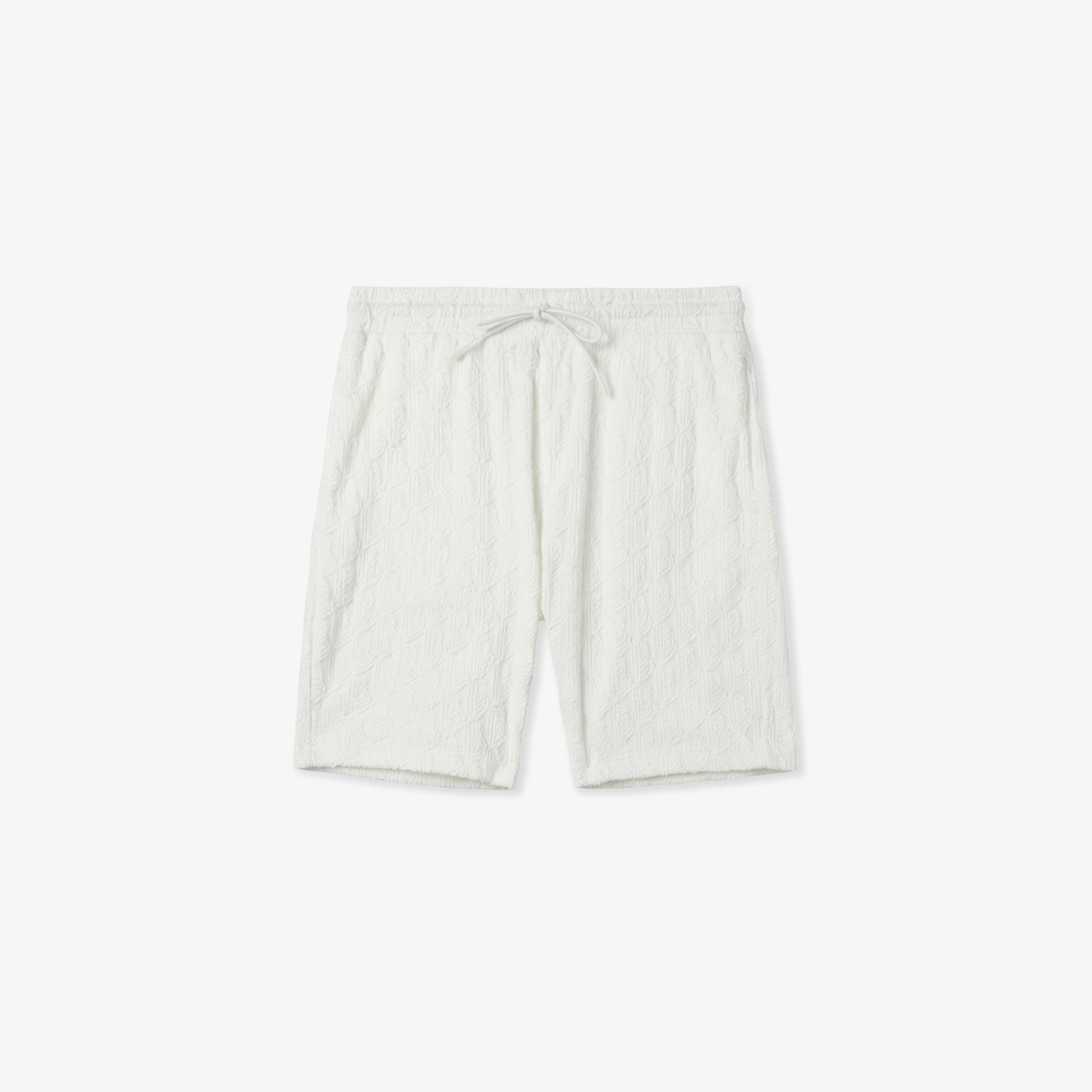 Erkek Relaxed Fit Monogram Beyaz Bermuda Şort