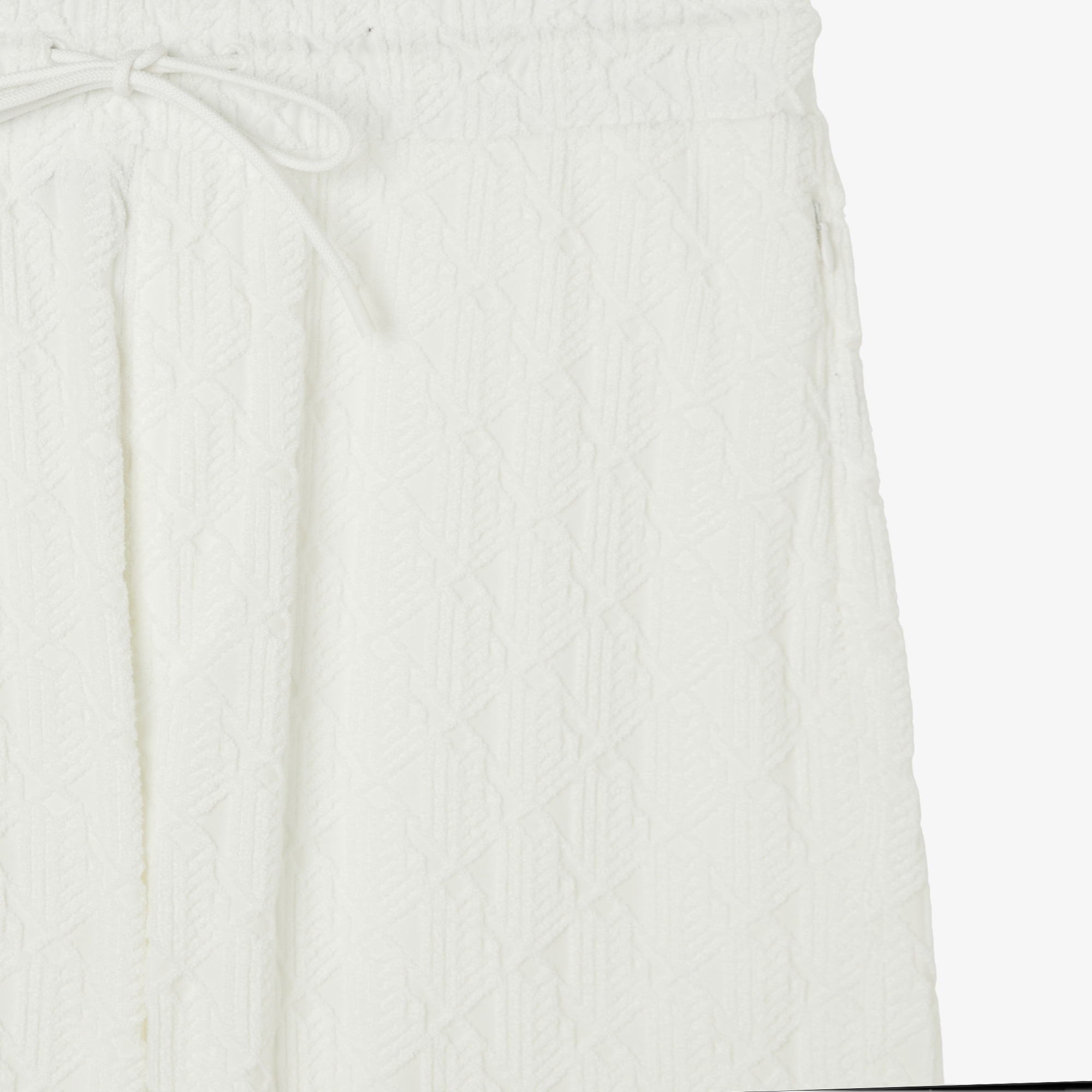 Erkek Relaxed Fit Monogram Beyaz Bermuda Şort