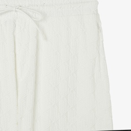 Erkek Relaxed Fit Monogram Beyaz Bermuda Şort Beyaz
