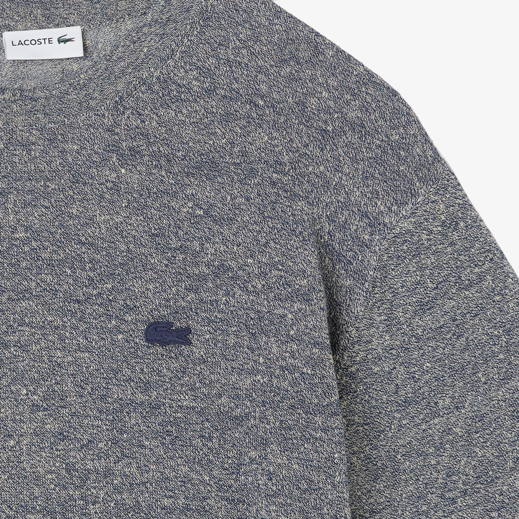 Lacoste Erkek Classic Fit Kısa Kollu Bisiklet Yaka Keten Lacivert Triko görsel 4