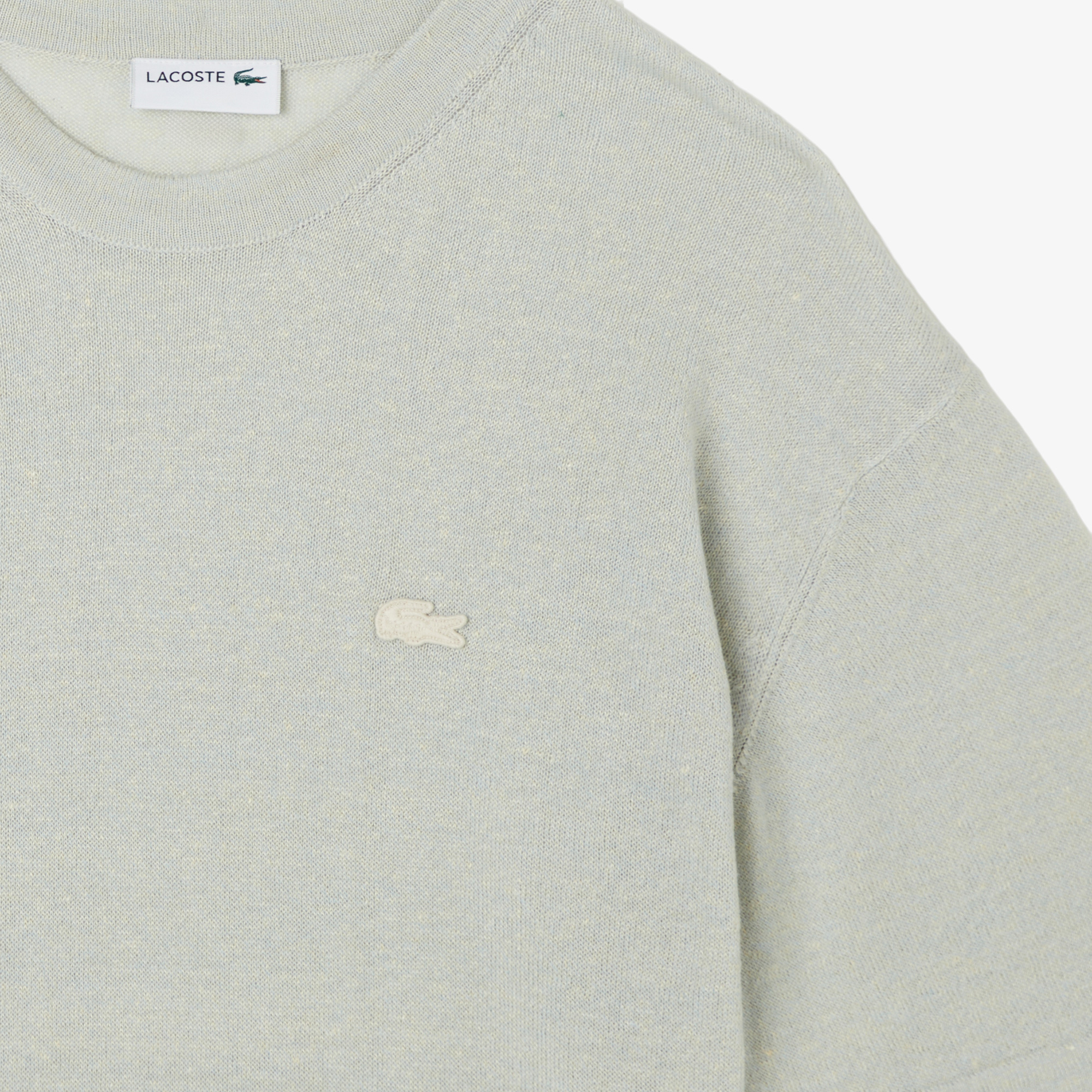 Lacoste Erkek Classic Fit Kısa Kollu Bisiklet Yaka Keten Bej Triko görsel 4