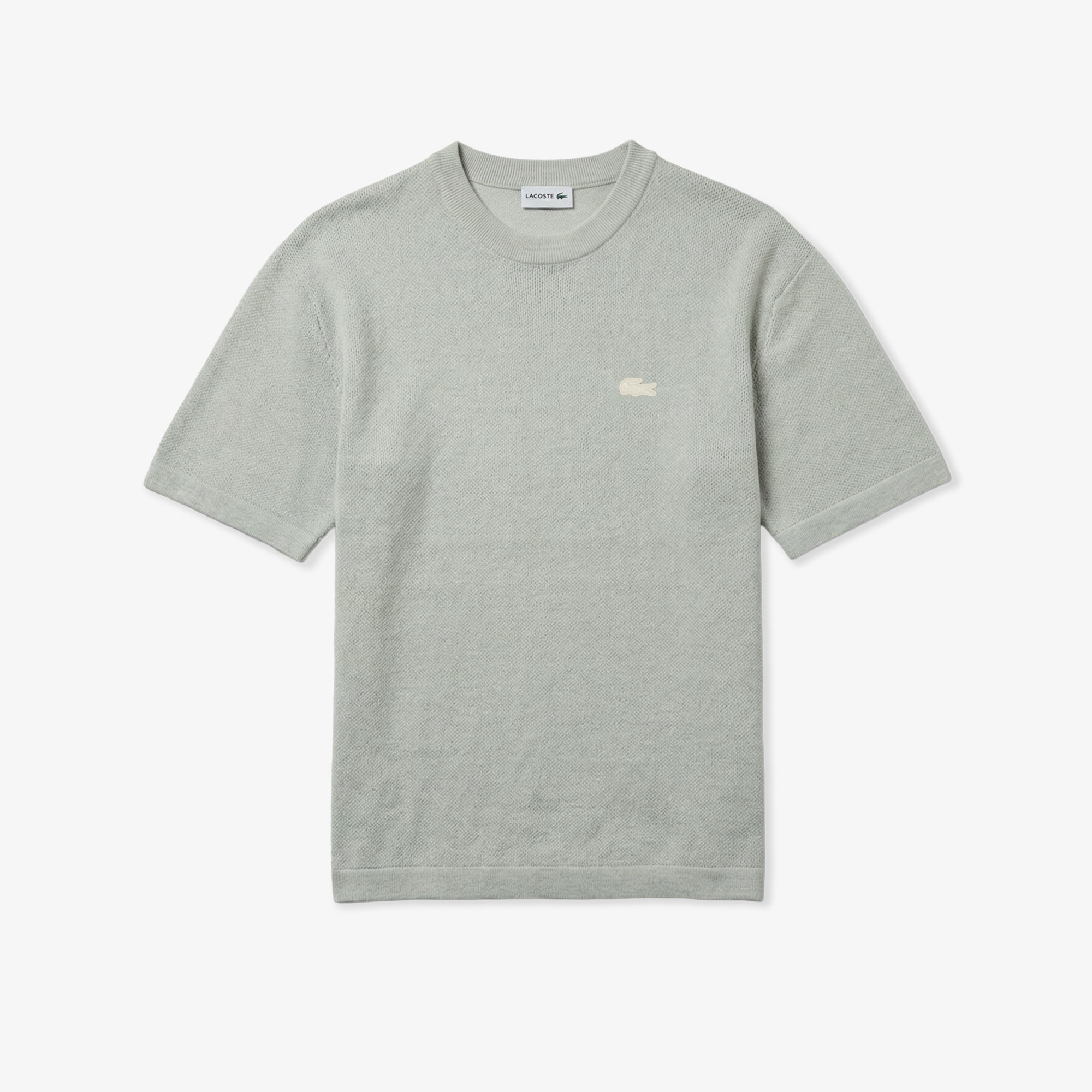 Lacoste Erkek Classic Fit Kısa Kollu Bisiklet Yaka Keten Bej Triko görsel 3