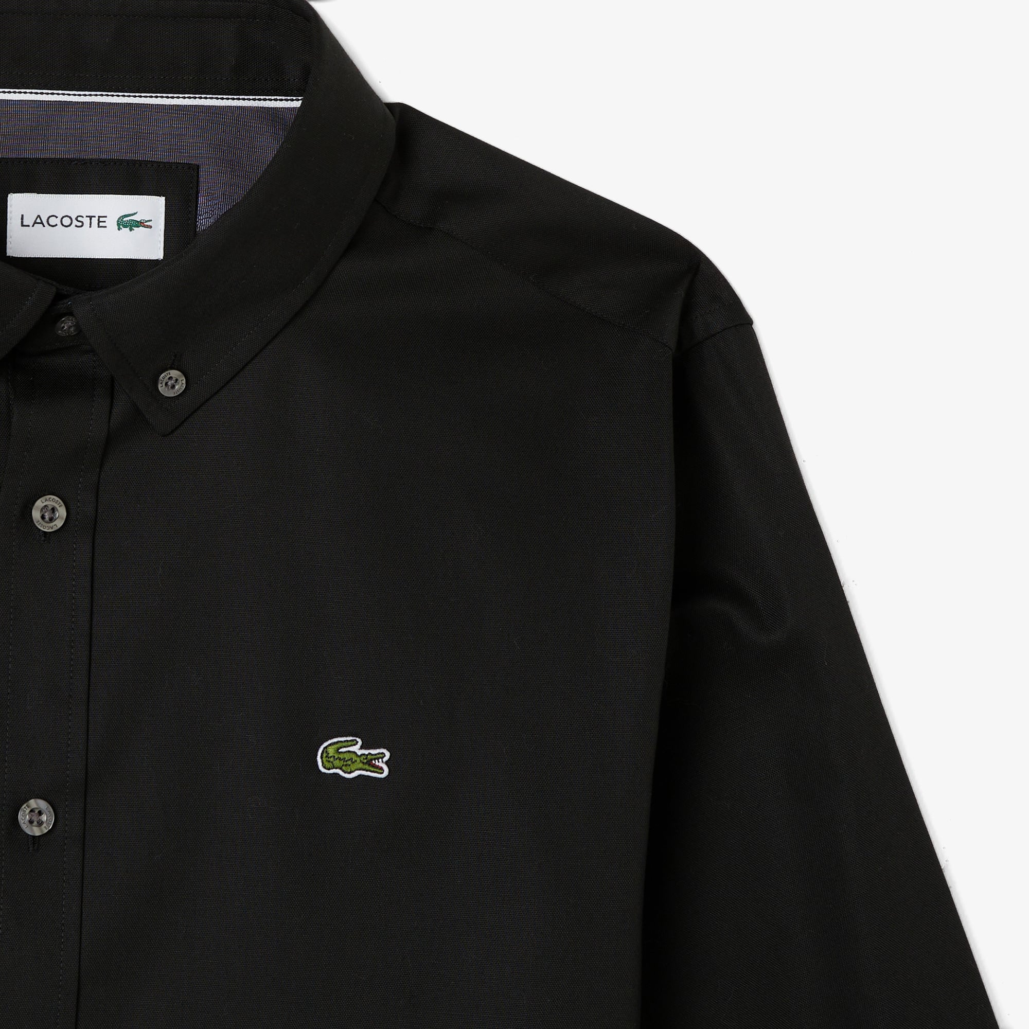 Lacoste Erkek Slim Fit Düğmeli Yaka Siyah Gömlek görsel 4