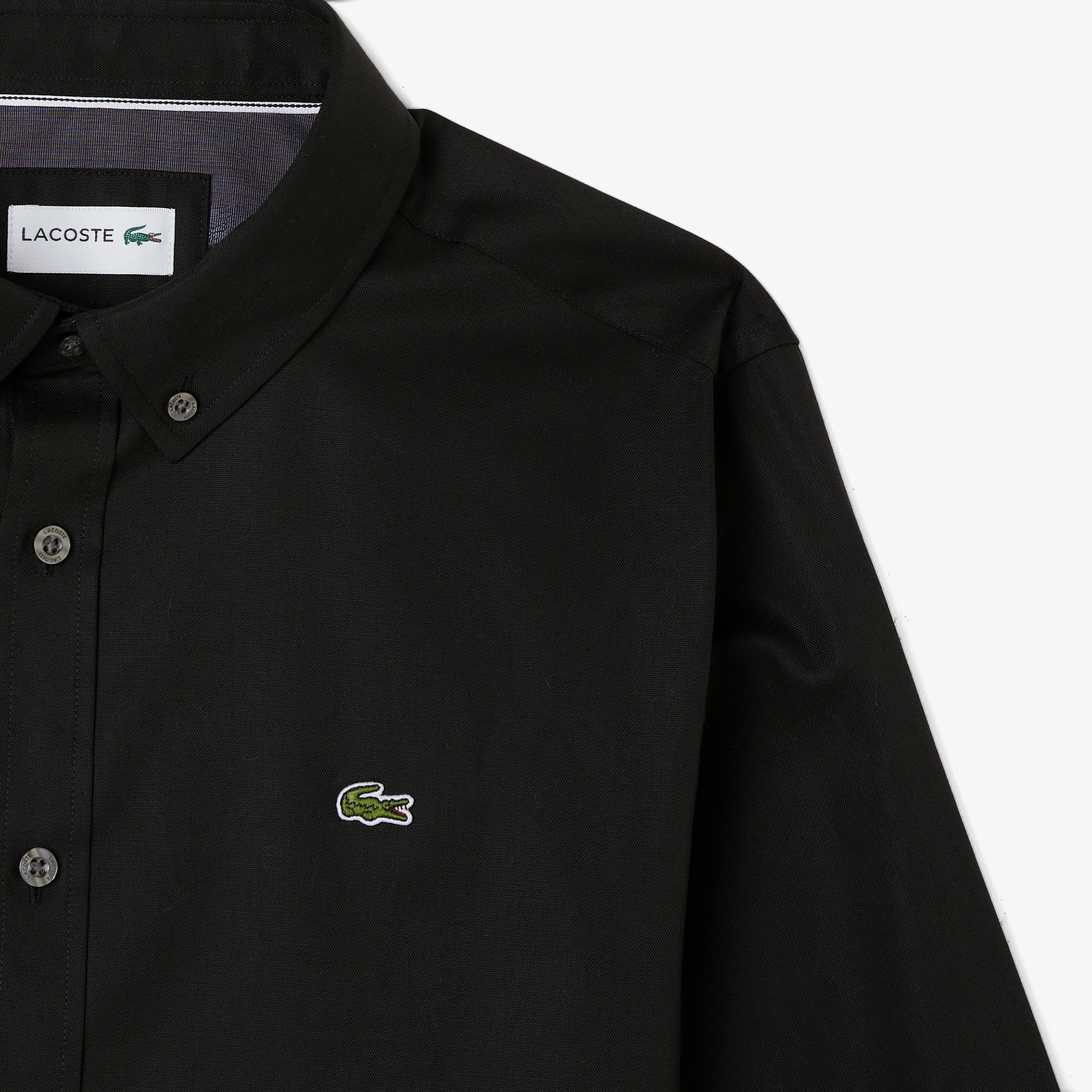 Erkek Slim Fit Düğmeli Yaka Siyah Gömlek