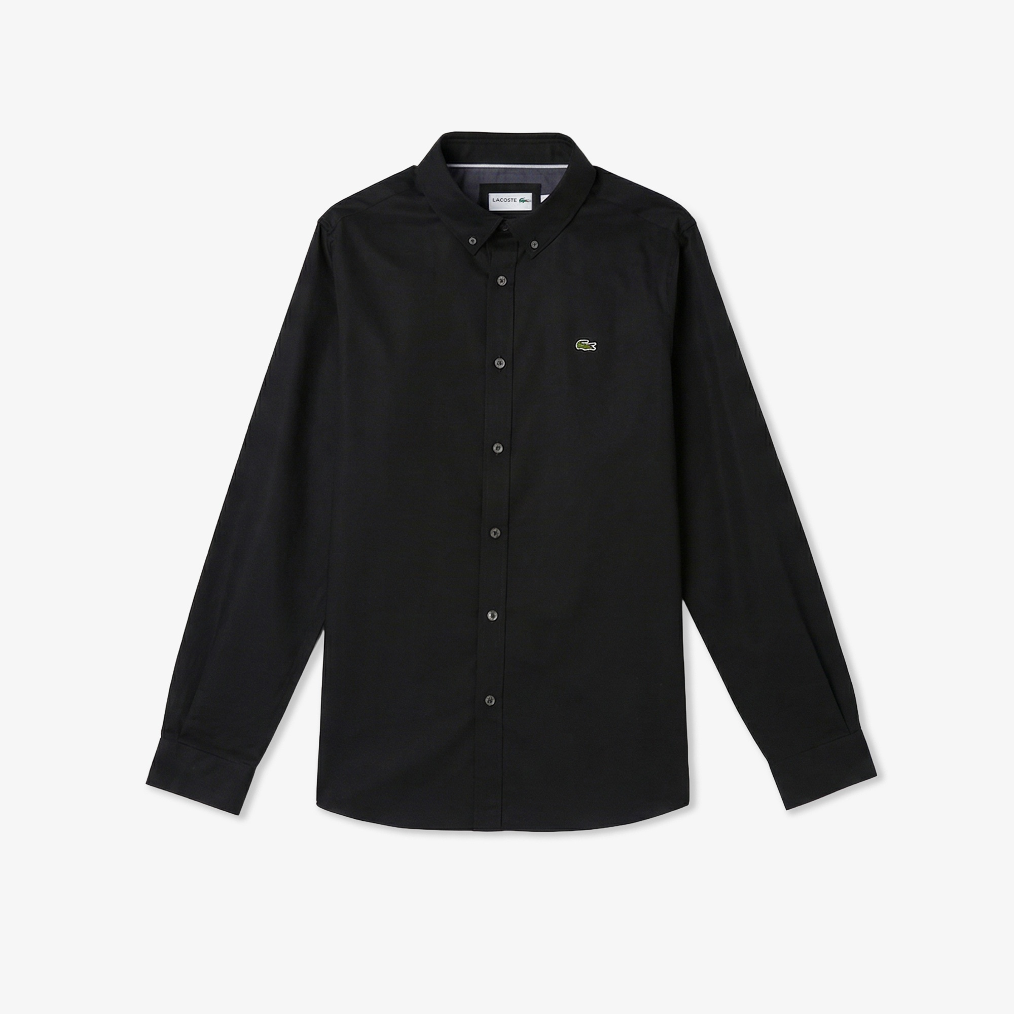 Erkek Slim Fit Düğmeli Yaka Siyah Gömlek