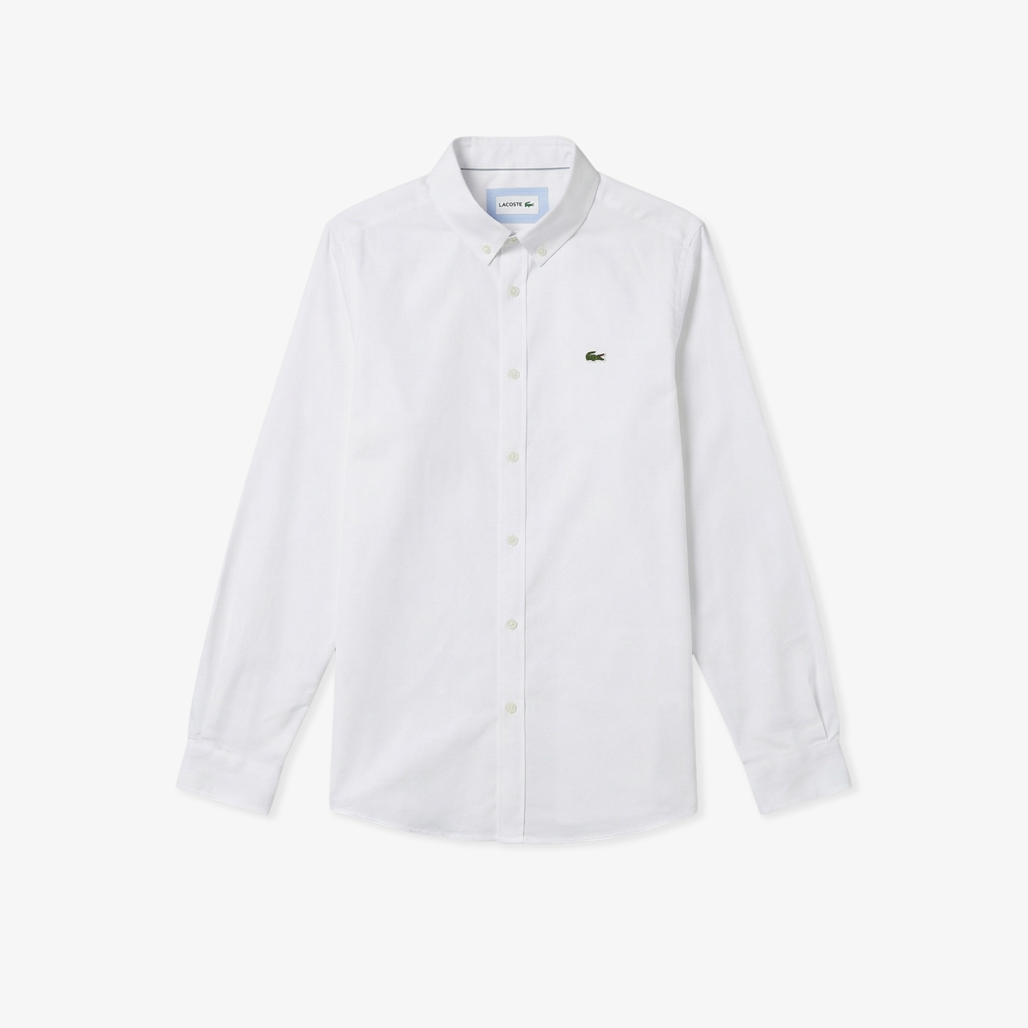 Erkek Slim Fit Düğmeli Yaka Beyaz Gömlek