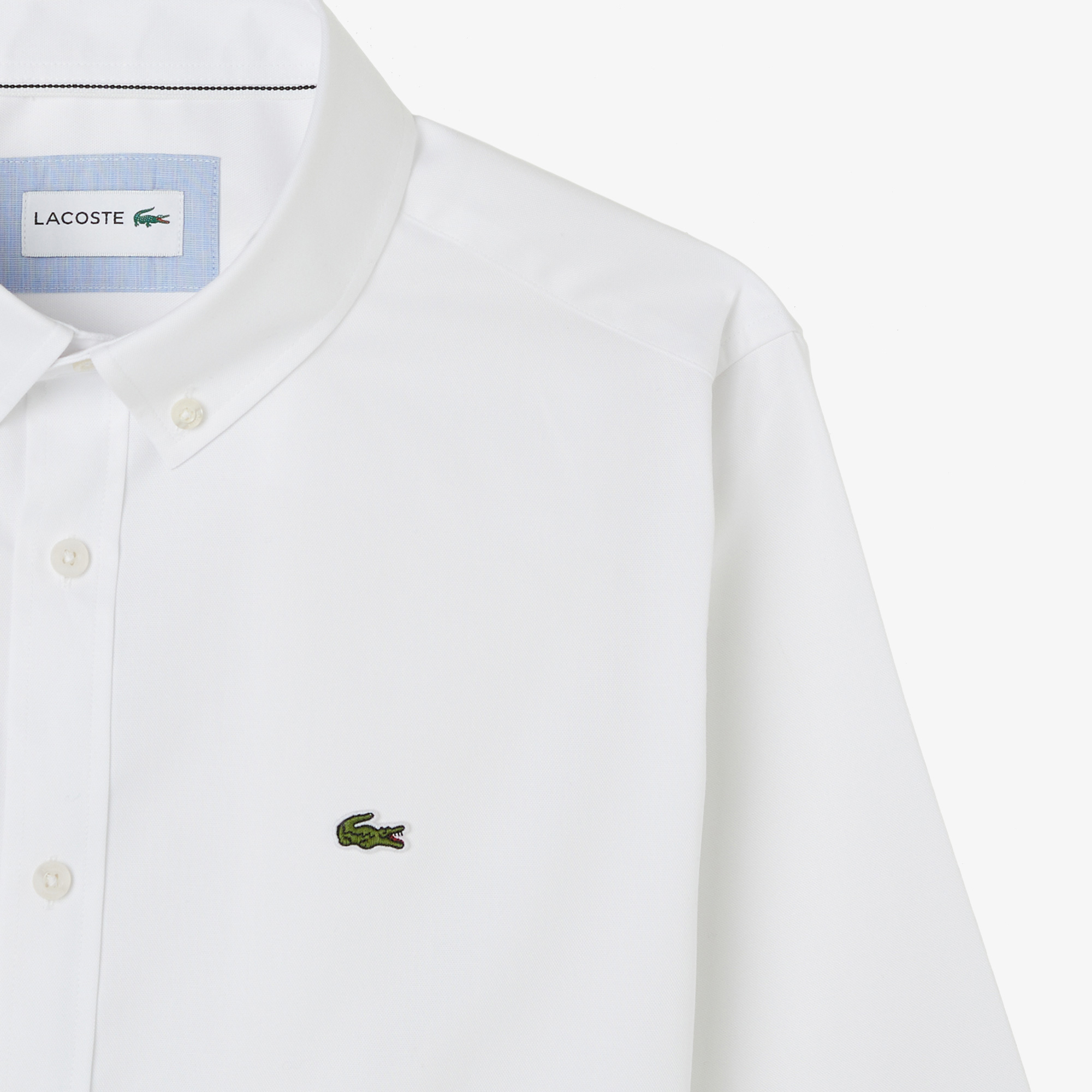 Lacoste Erkek Slim Fit Düğmeli Yaka Beyaz Gömlek görsel 4
