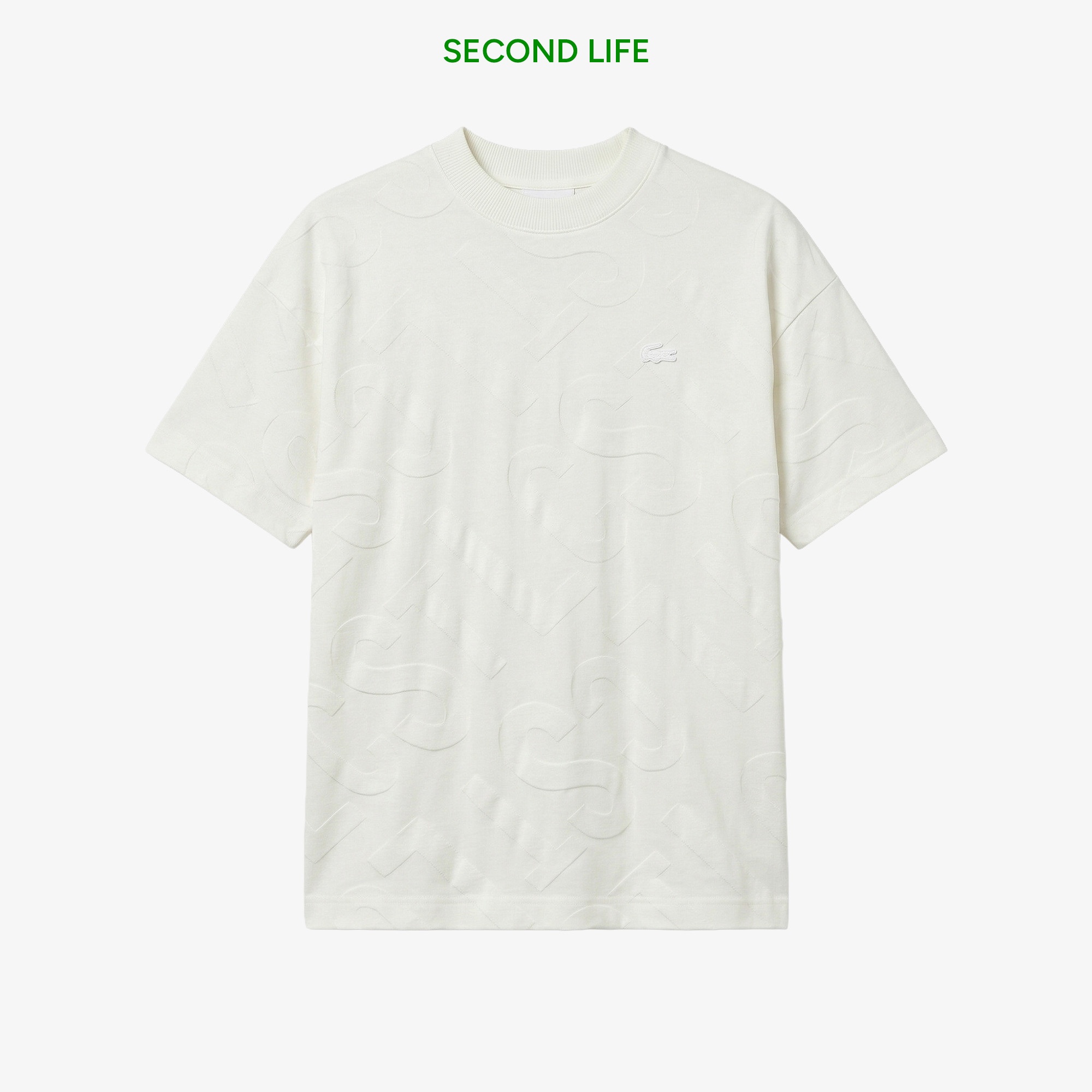 Erkek Bisiklet Yaka Desenli Beyaz T-Shirt