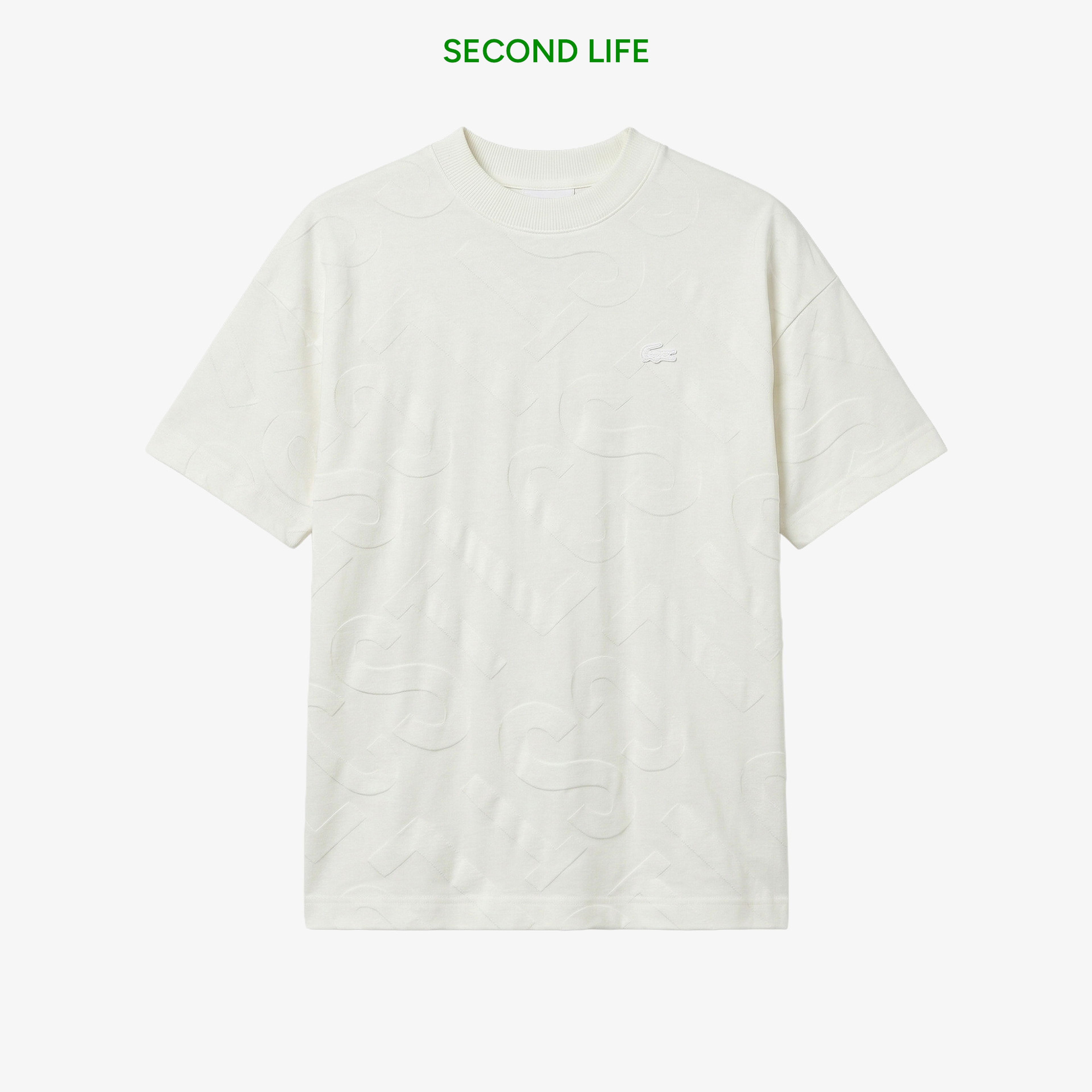Erkek Bisiklet Yaka Desenli Beyaz T-Shirt