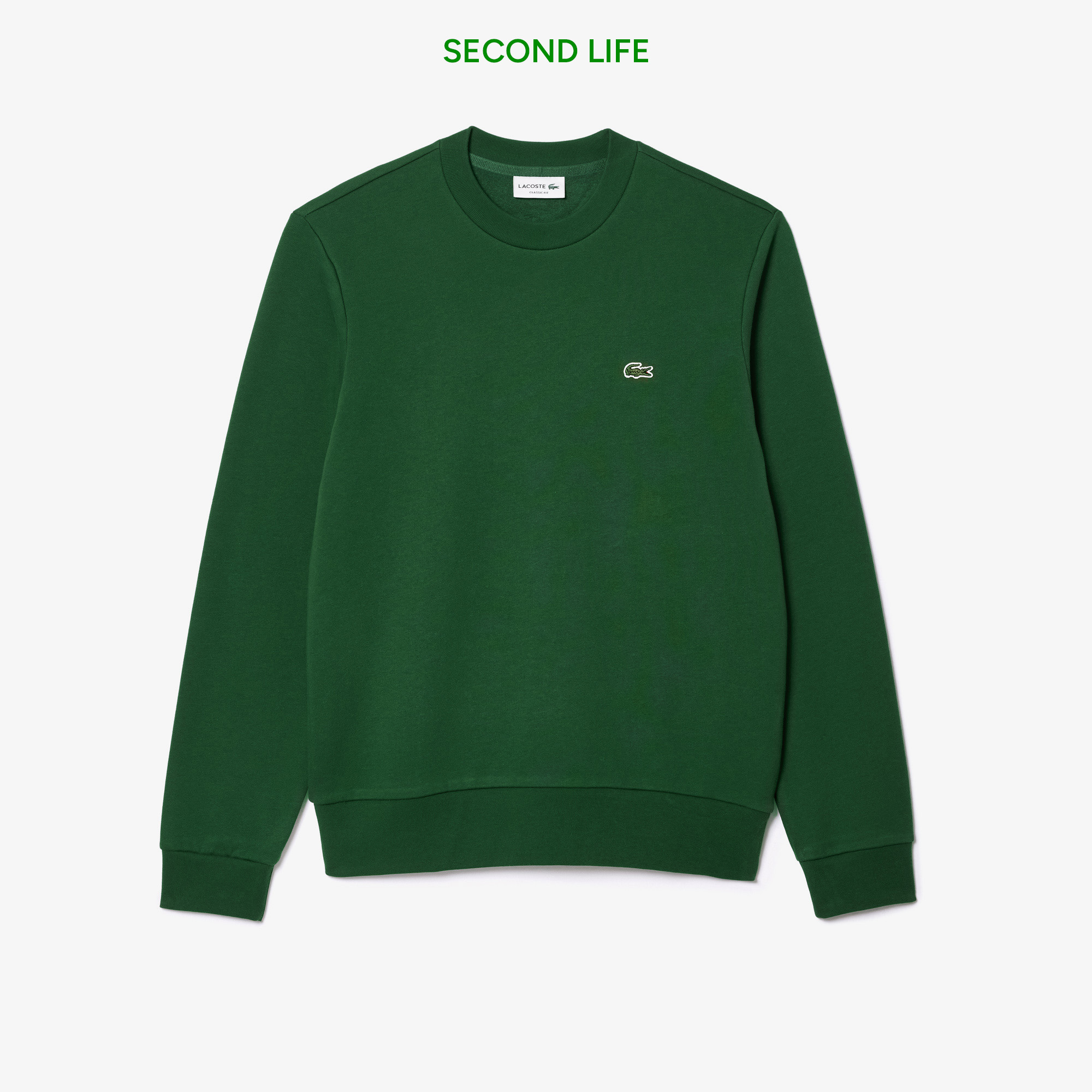 Lacoste İkinci El Erkek Classic Fit Bisiklet Yaka Yeşil Sweatshirt