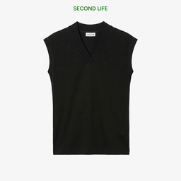 Kadın Slim Fit V Yaka Siyah T-Shirt Siyah