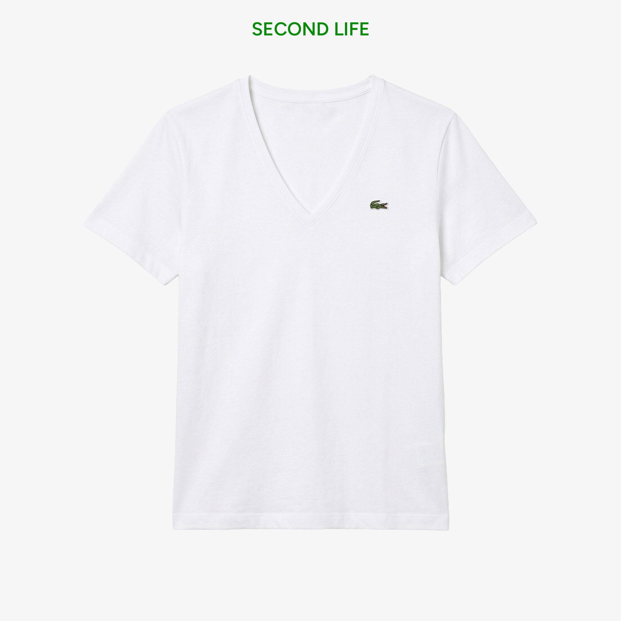 Kadın Loose Fit V Yaka Beyaz T-Shirt