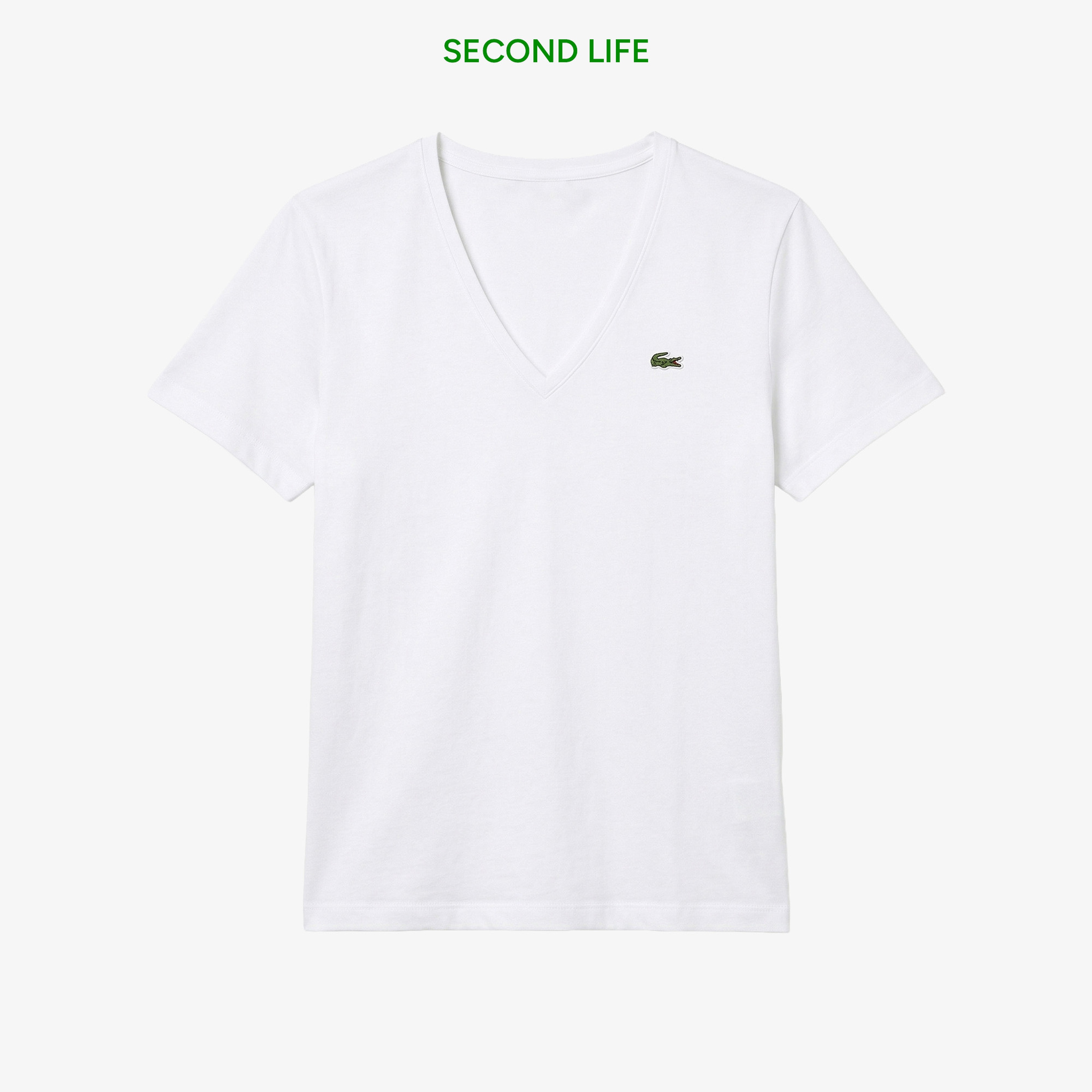 Kadın Loose Fit V Yaka Beyaz T-Shirt