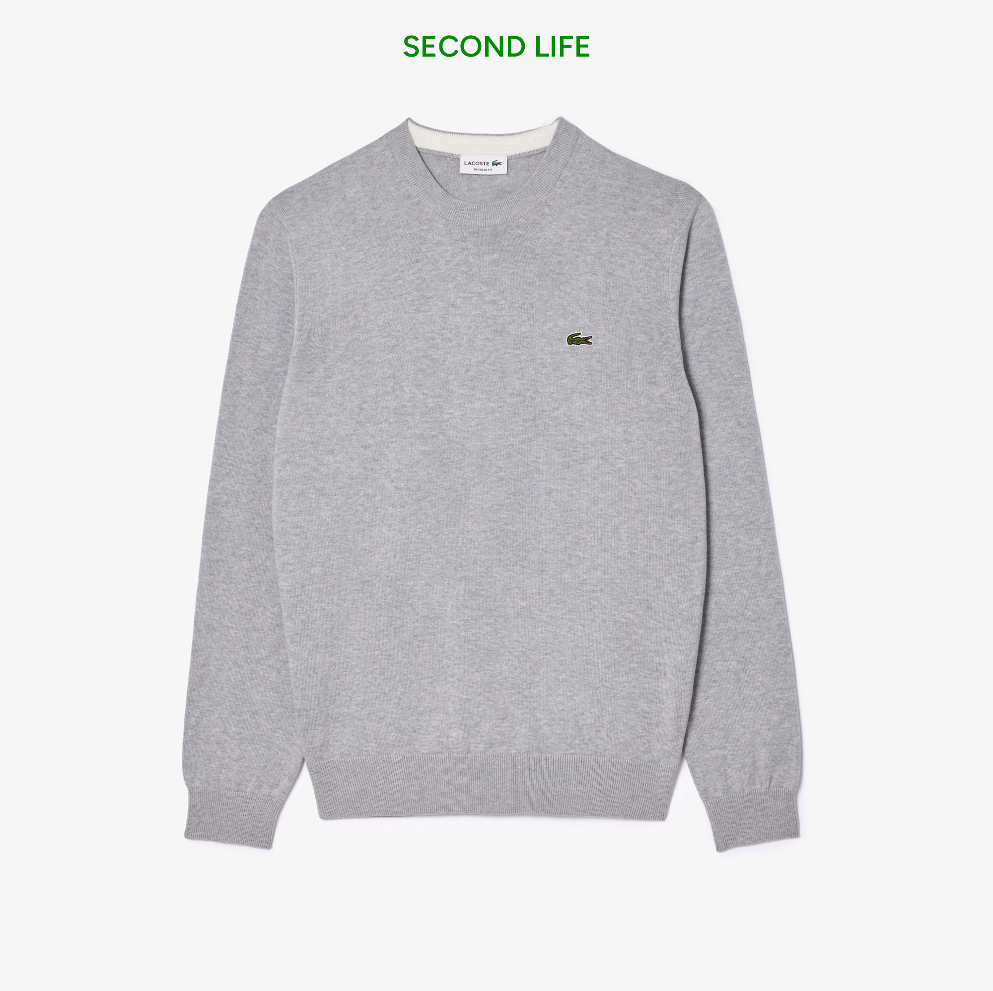 Lacoste İkinci El Erkek Regular Fit Bisiklet Yaka Organik Pamuk Gri Kazak