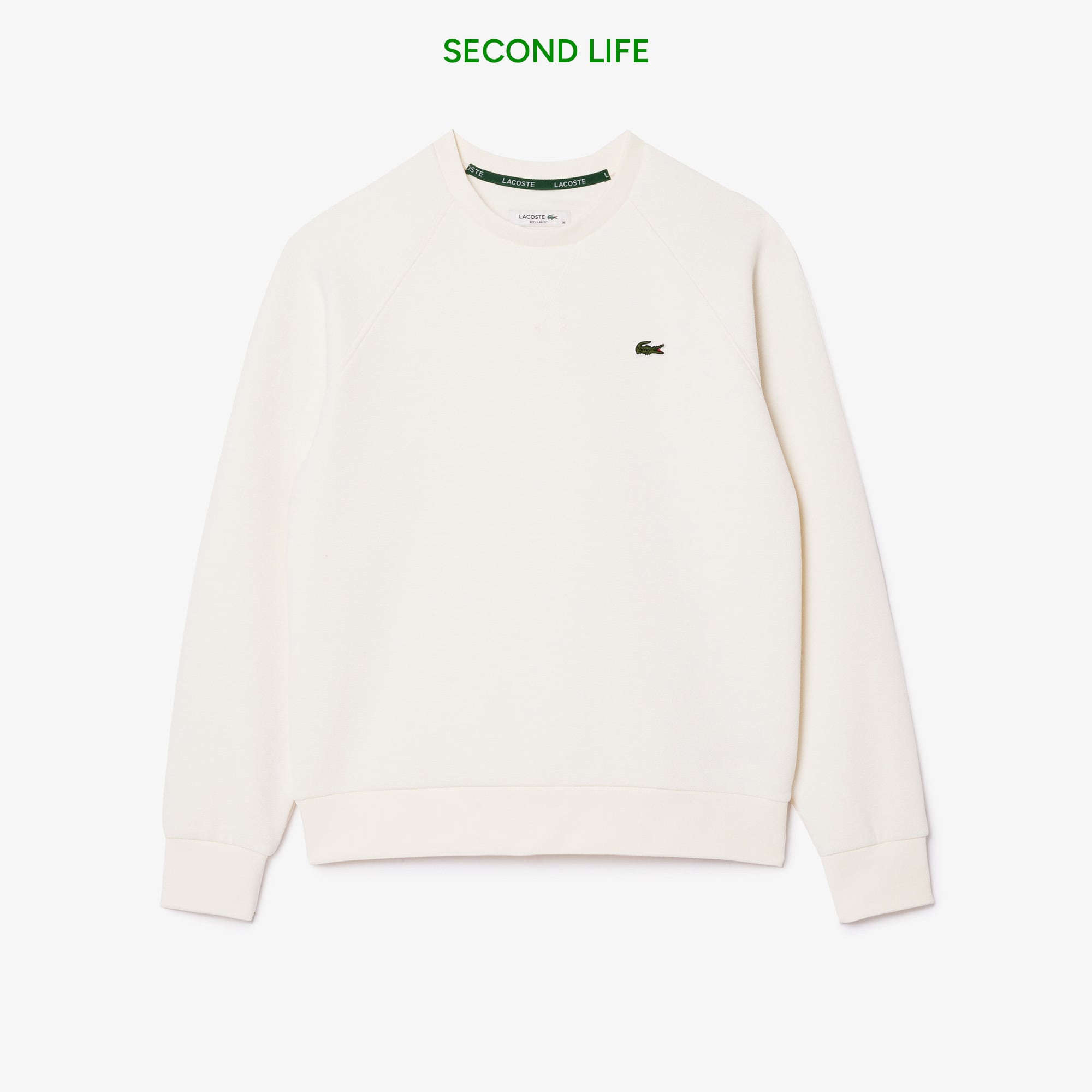 Lacoste İkinci El Kadın Regular Fit Bisiklet Yaka Beyaz Sweatshirt