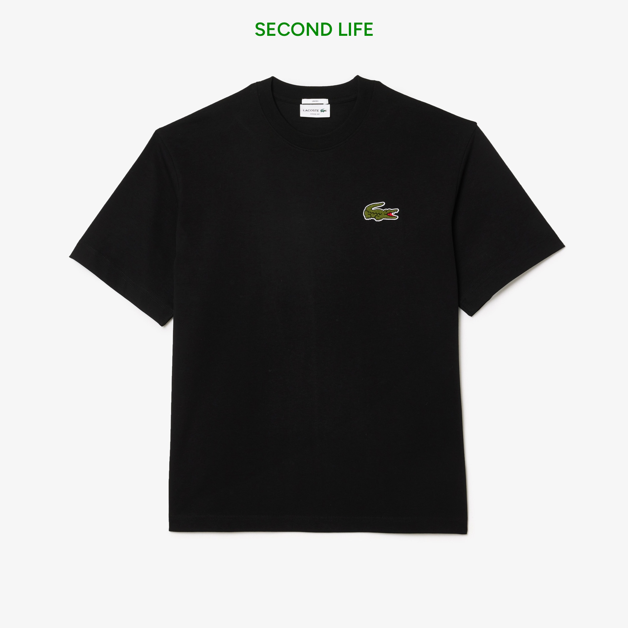 Unisex Loose Fit Bisiklet Yaka Organik Pamuk Siyah T-Shirt