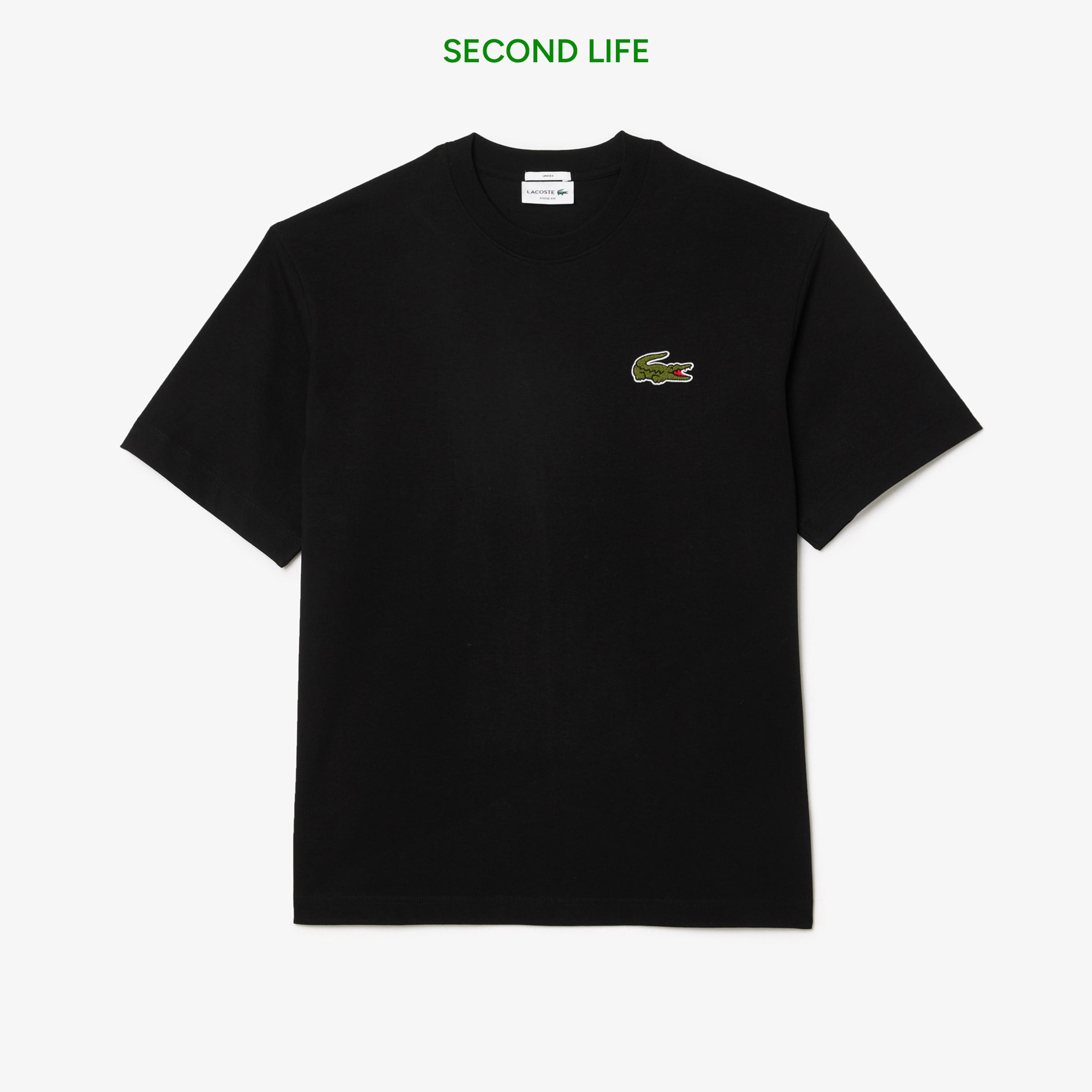 Unisex Loose Fit Bisiklet Yaka Organik Pamuk Siyah T-Shirt