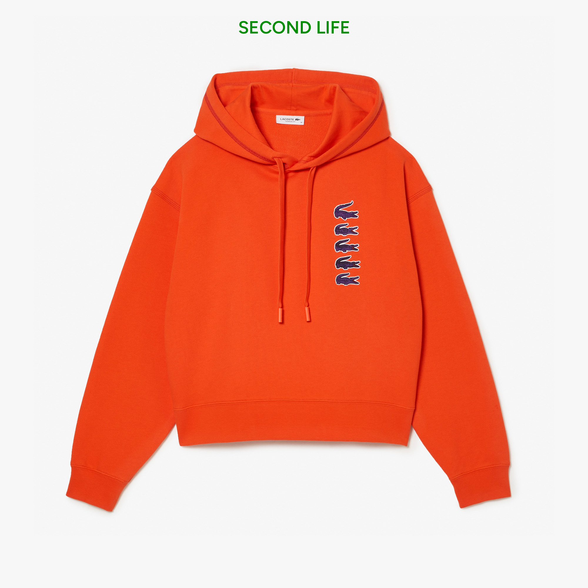 Lacoste İkinci El Kadın Relaxed Fit Kapüşonlu Turuncu Sweatshirt