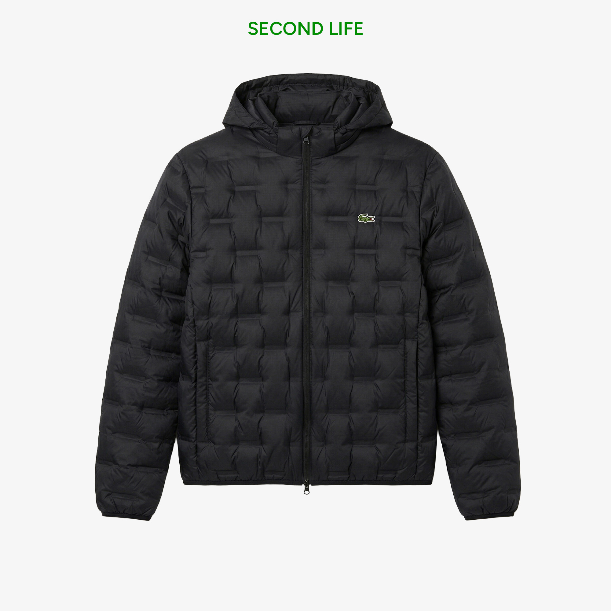 Lacoste İkinci El Erkek Kapüşonlu Kapitone Siyah Mont