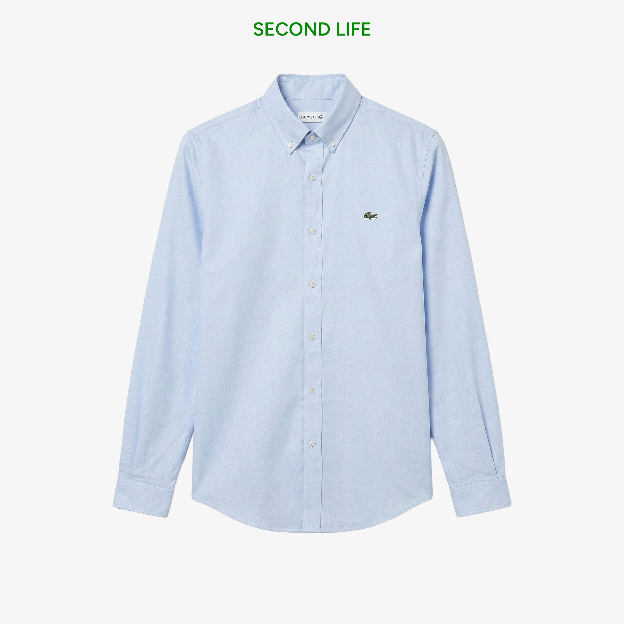 Erkek Slim Fit Düğmeli Yaka Açık Mavi Gömlek
