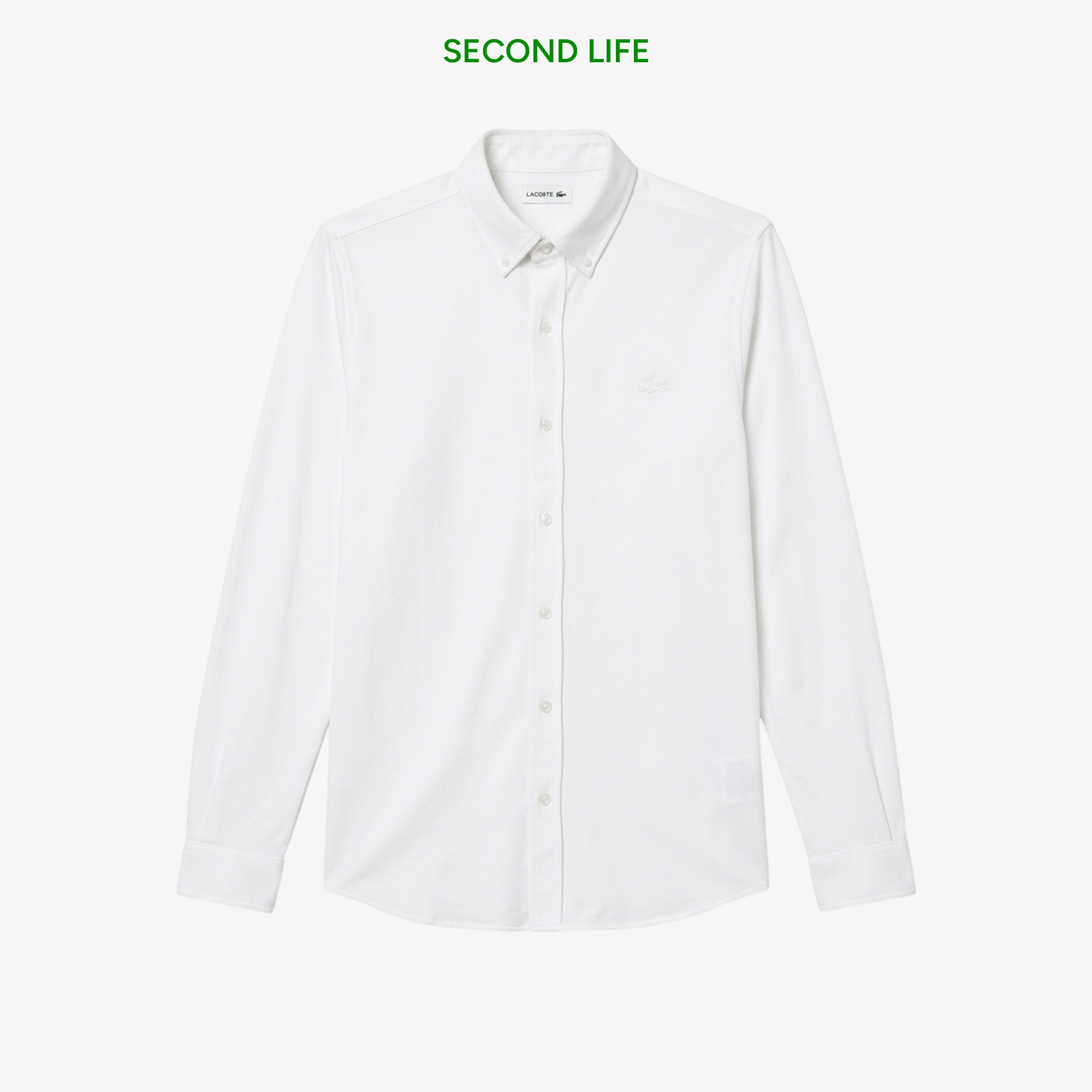 Erkek Slim Fit Düğmeli Yaka Beyaz Gömlek