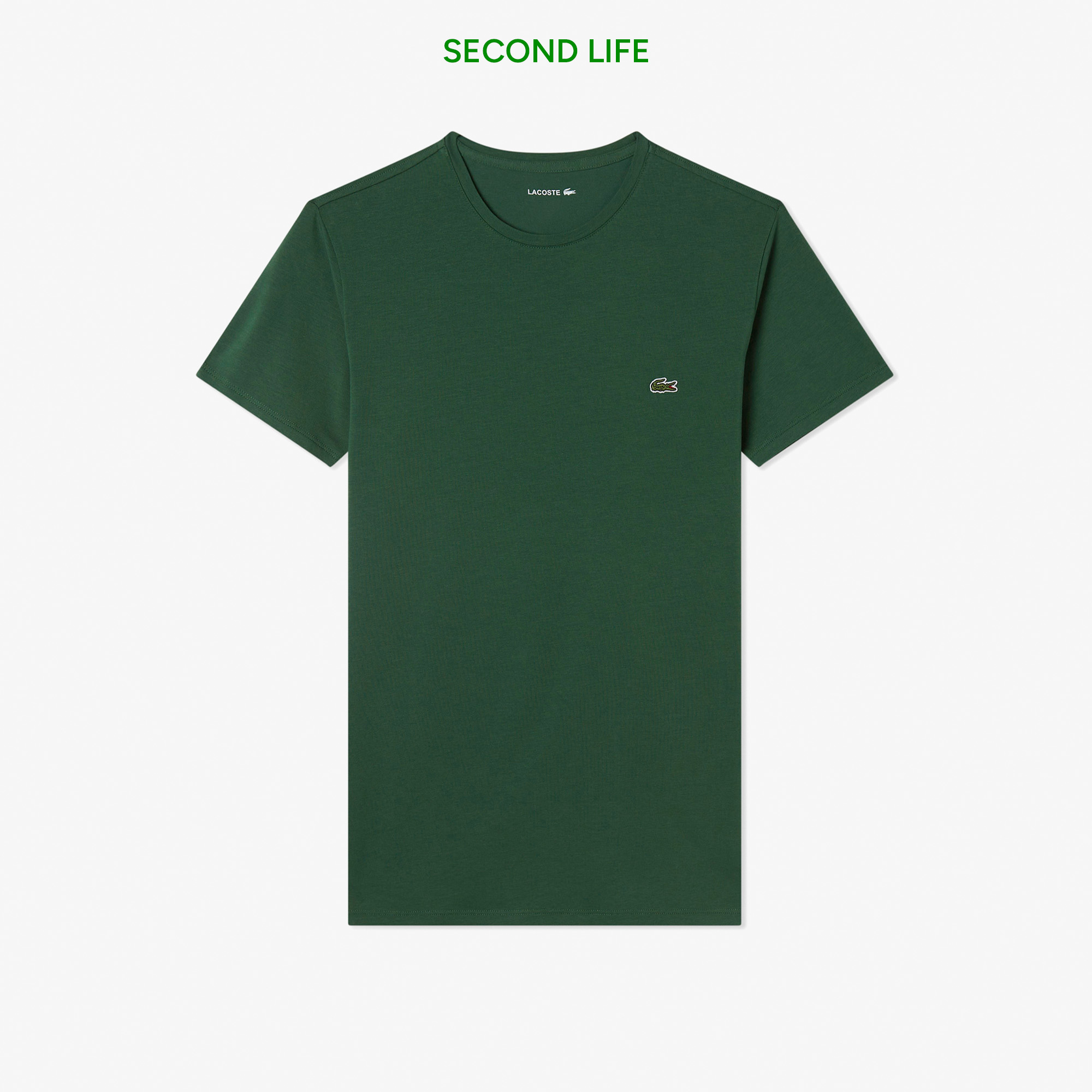 Lacoste İkinci El Erkek Slim Fit Bisiklet Yaka Koyu Yeşil T-Shirt