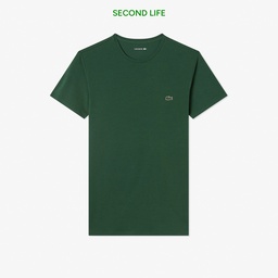 Erkek Slim Fit Bisiklet Yaka Koyu Yeşil T-Shirt Yeşil