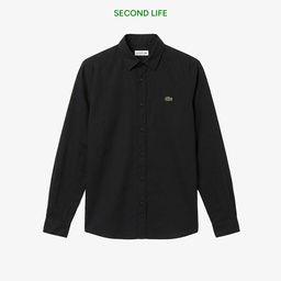 Erkek Slim Fit Keten Siyah Gömlek Siyah