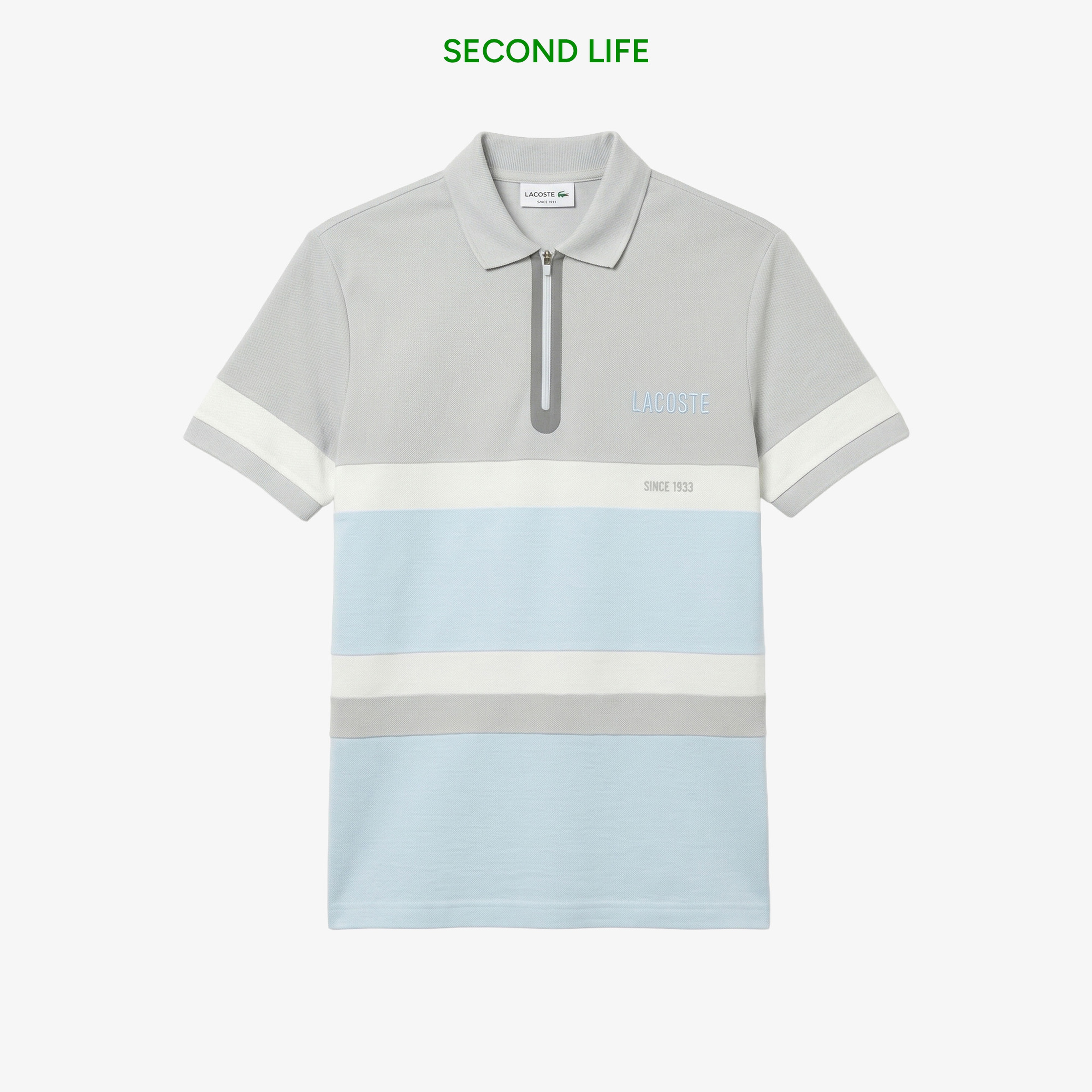 Erkek Regular Fit Yarım Fermuarlı Renk Bloklu Açık Mavi Polo Erkek Regular Fit Yarım Fermuarlı Renk Bloklu Açık Mavi Polo