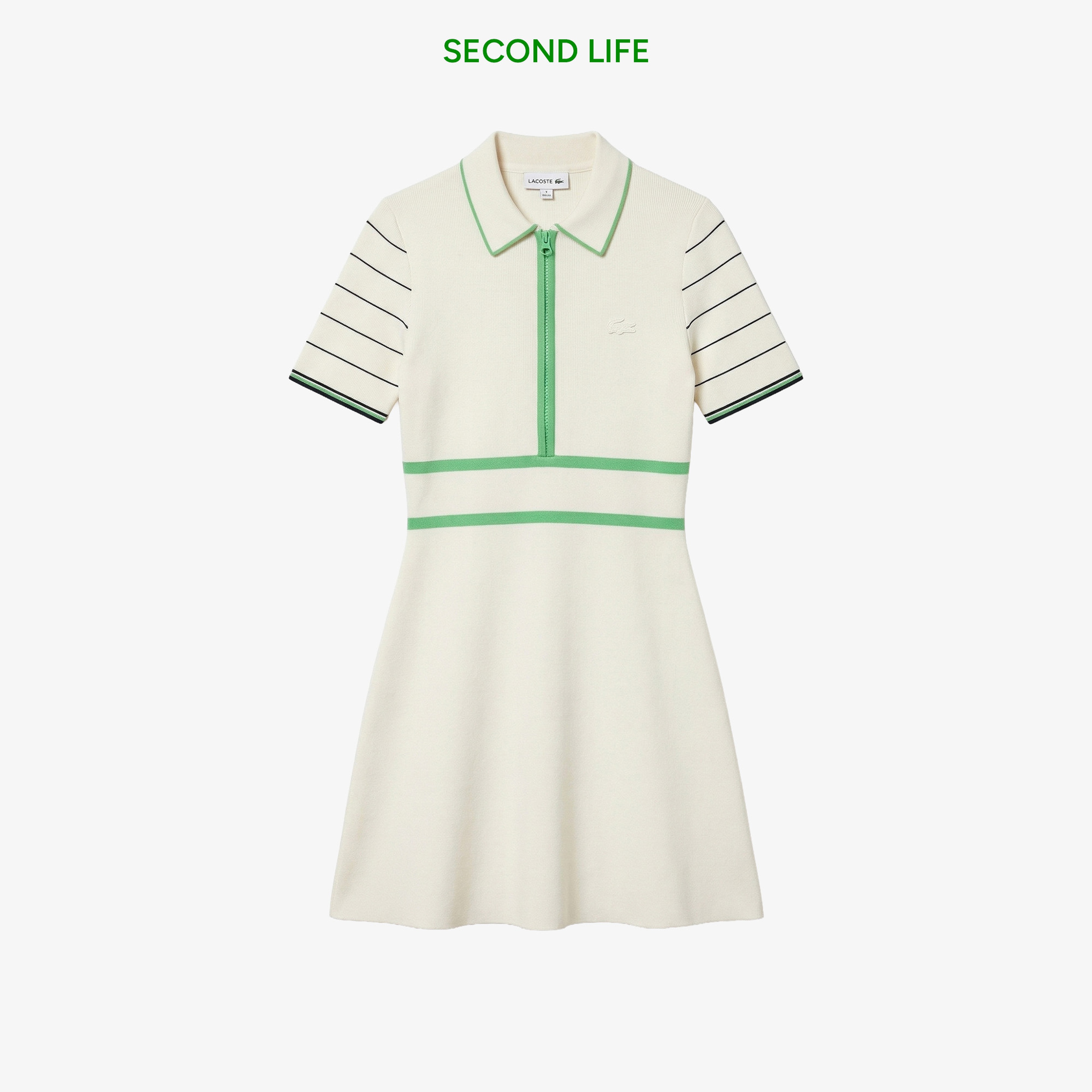 Kadın Flare Fit Polo Yaka Beyaz Elbise