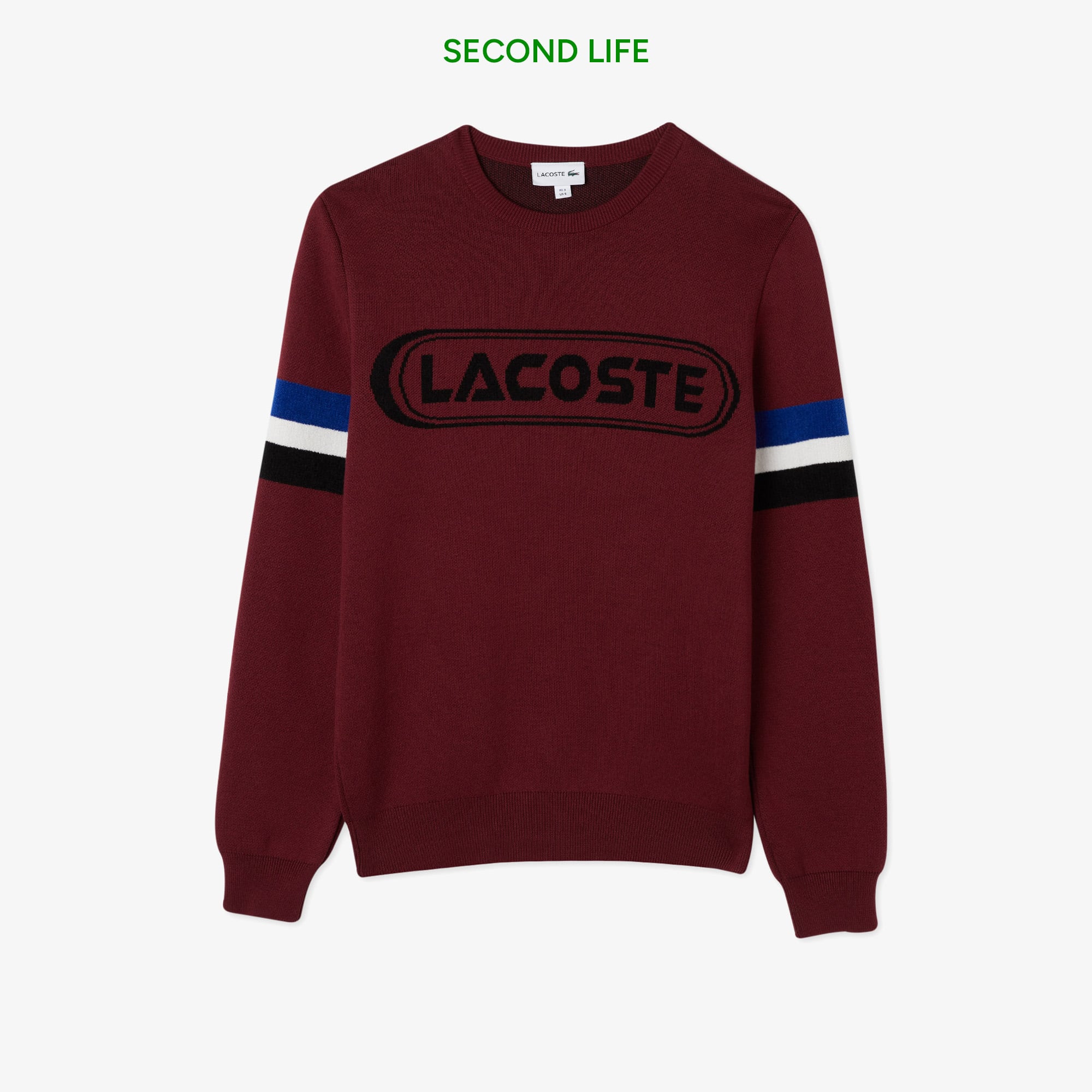 Lacoste İkinci El Erkek Regular Fit Bisiklet Yaka Renk Bloklu Bordo Triko