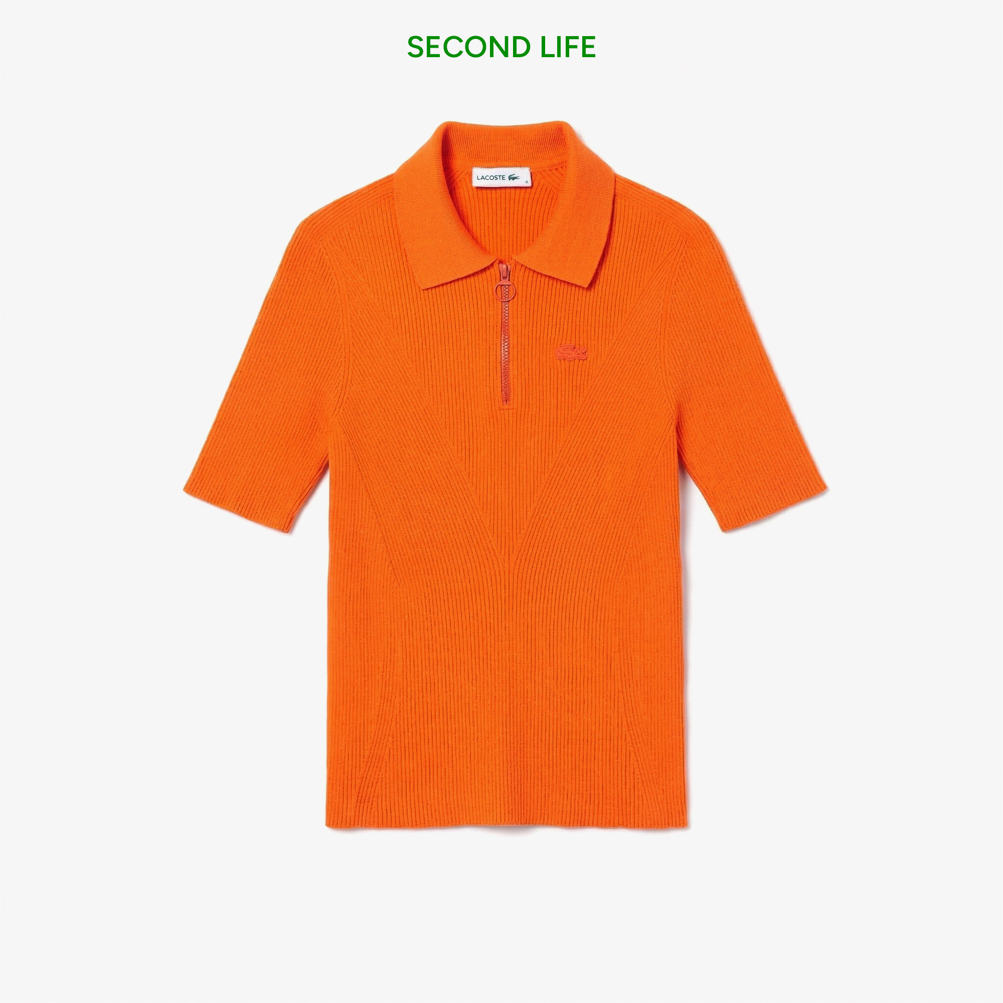 Lacoste İkinci El Kadın Slim Fit Polo Yaka Turuncu Triko